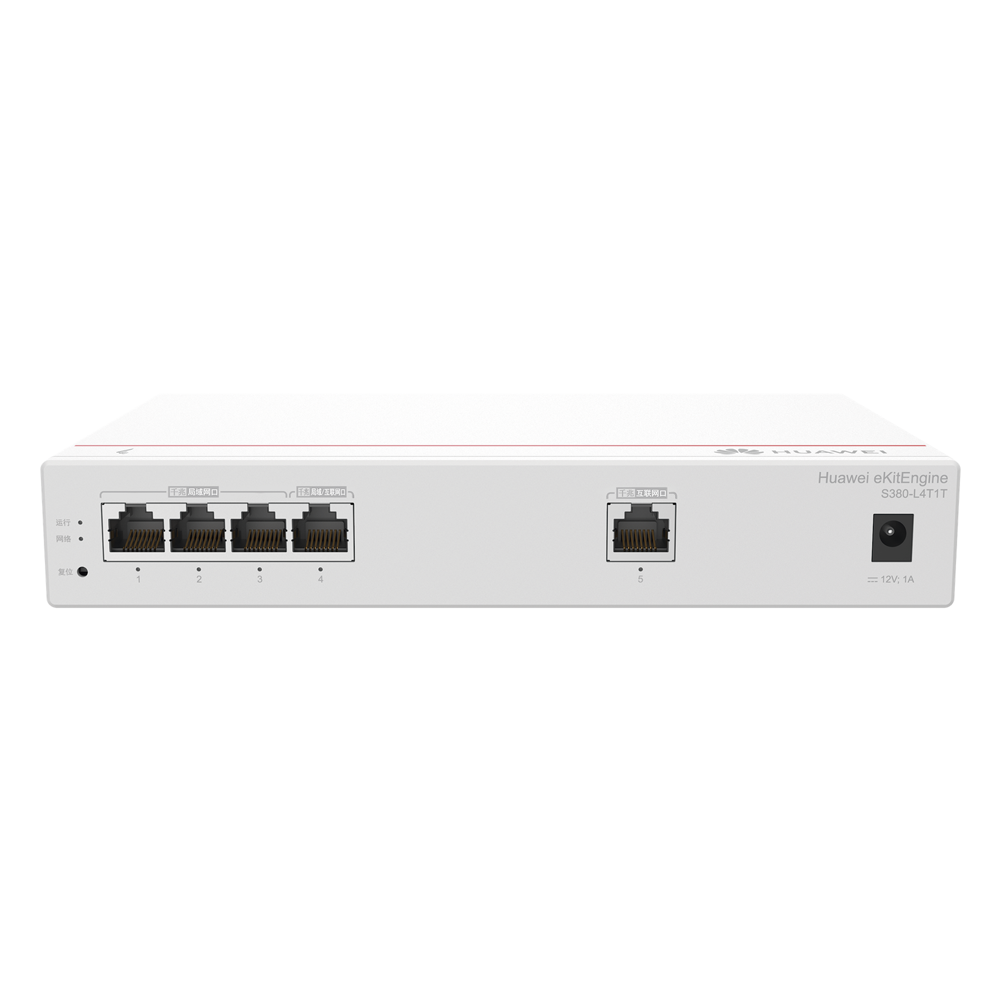 Router Gateway / 1 Puerto WAN Gigabit / 1 Puerto LAN/WAN Configurable / 3 Puertos LAN Gigabit / Rendimiento 1 Gbps / Controlador 32 APs / 150 Clientes / Libre de Licenciamiento — HUAWEI · SKU S380-L4T1T