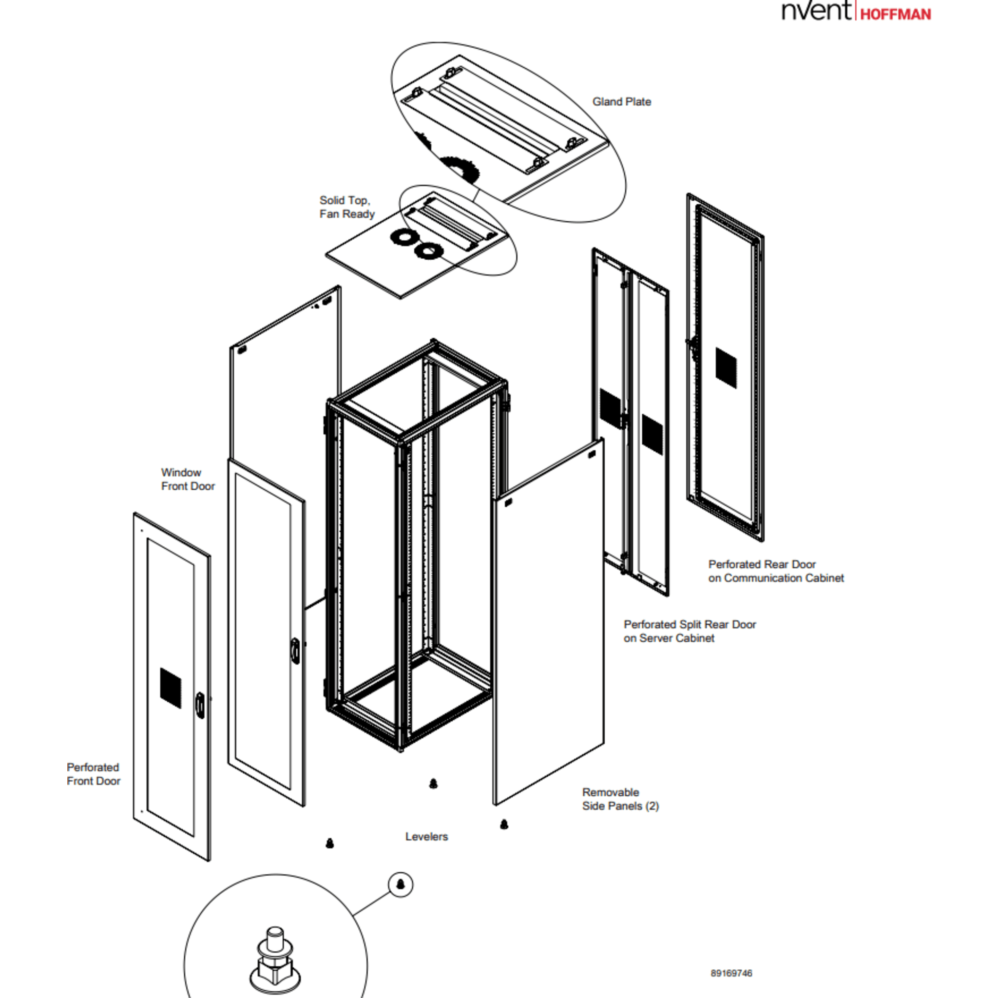 Gabinete de Telecomunicaciones / 800 mm Ancho (2.62 ft) / 900 mm Profundidad (2.95 ft) / 45 UR / Puertas Perforadas / Color Negro