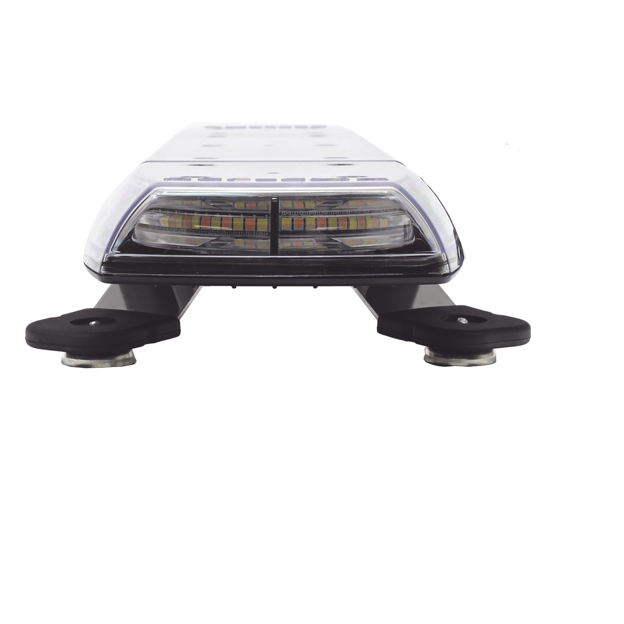 Mini Barra de Luces LED / 144 LED / Dual Color Ámbar/Blanco / 24 Pulgadas / Lente Transparente / Montaje Magnético y Permanente / IP69K / SAE Clase I