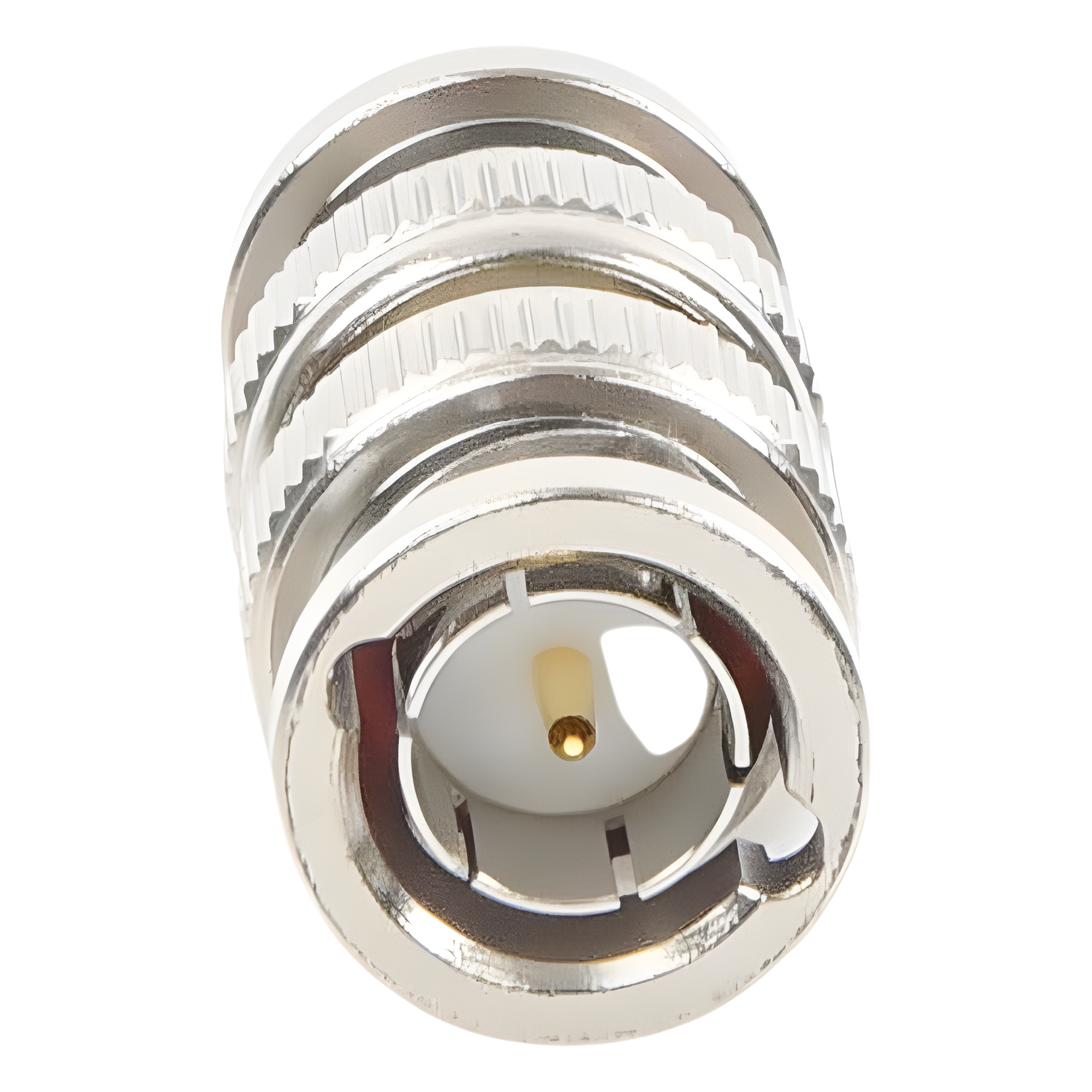 Adaptador Coaxial / BNC Macho a BNC Macho / 75 Ohm / Montaje en Línea / Cuerpo Niquelado / Contacto Oro / Aislante Teflón