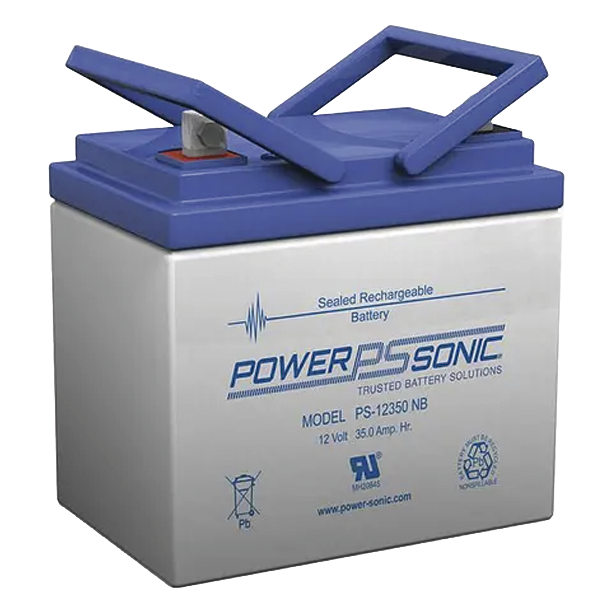 Batería de Respaldo AGM/VRLA / 12V / 35 Ah / Terminales NB / Vida Útil 5 Años / Certificación UL — POWER SONIC · SKU PS-12350-NB
