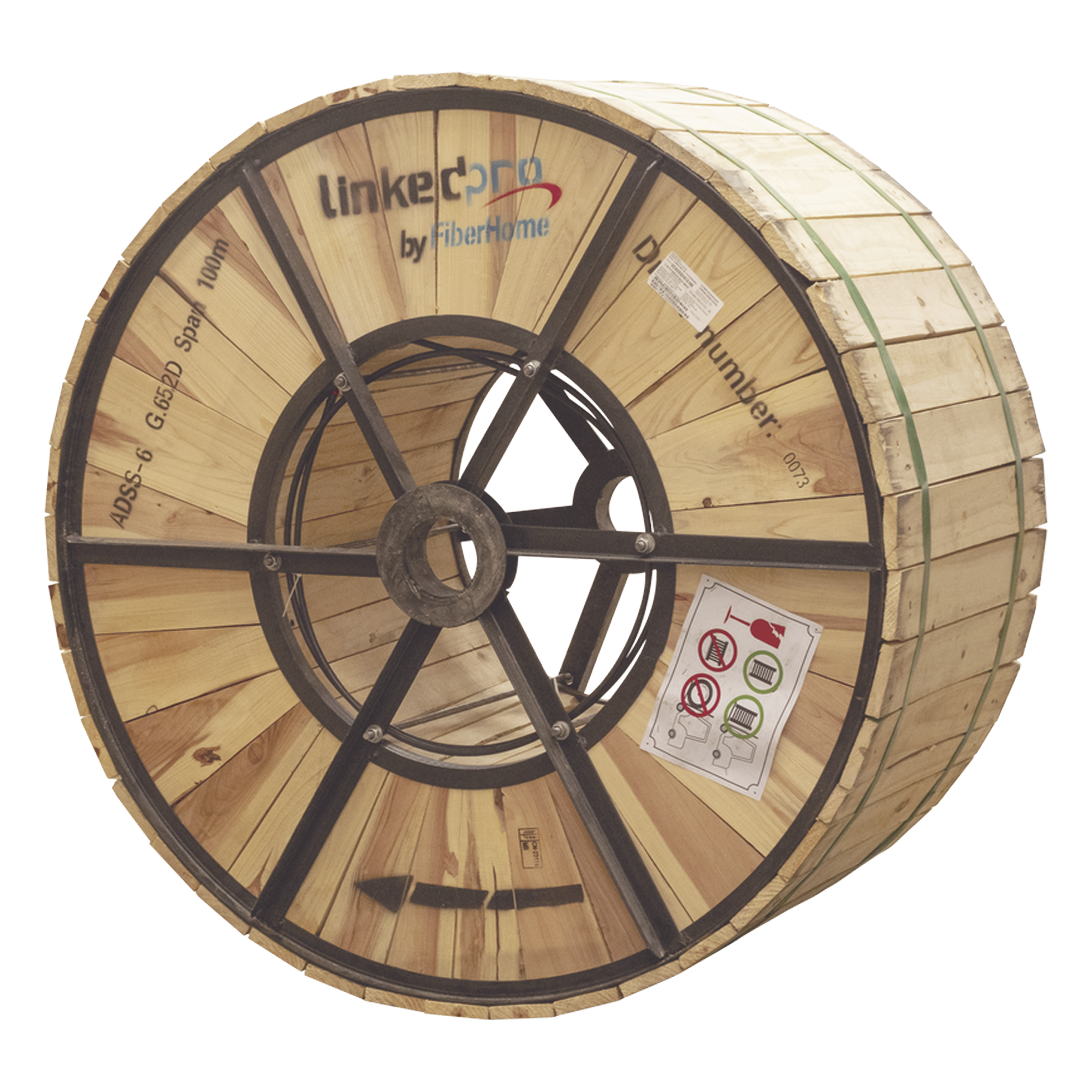 Cable ADSS Aéreo / 24 Hilos SM G.652D / Span 100m (328 ft) / Tensión 2500N / Anti-tracking 110kV / Loose Tube HDPE — LINKEDPRO BY FIBERHOME · SKU OC-ADSS-24C-S100/4KM