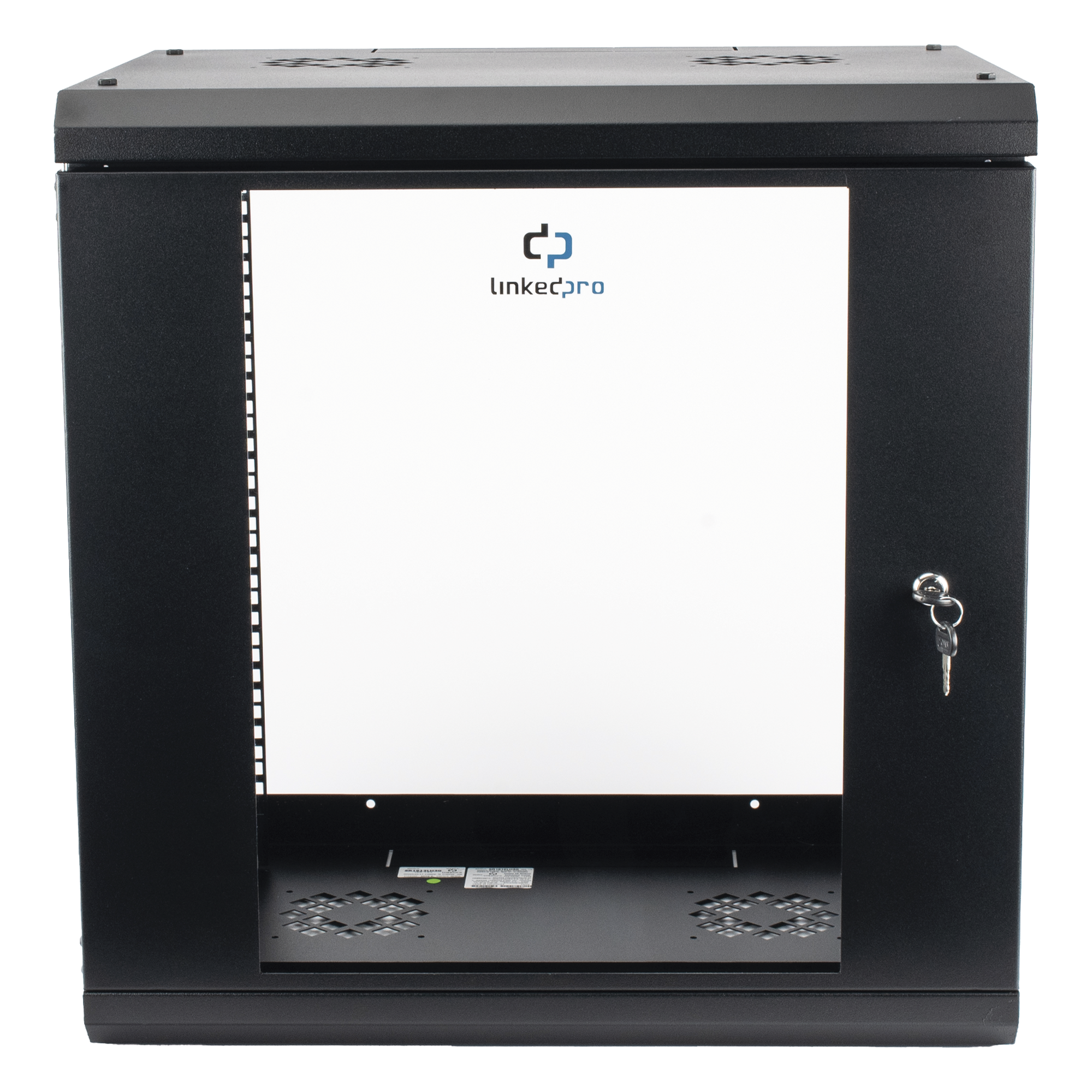 Gabinete de Pared / 12U / 19" / 455 mm Profundidad / Cristal Templado / 80 kg Carga / 1.99 x 2.04 x 1.57 pies — LINKEDPRO · SKU SR1912LH3G