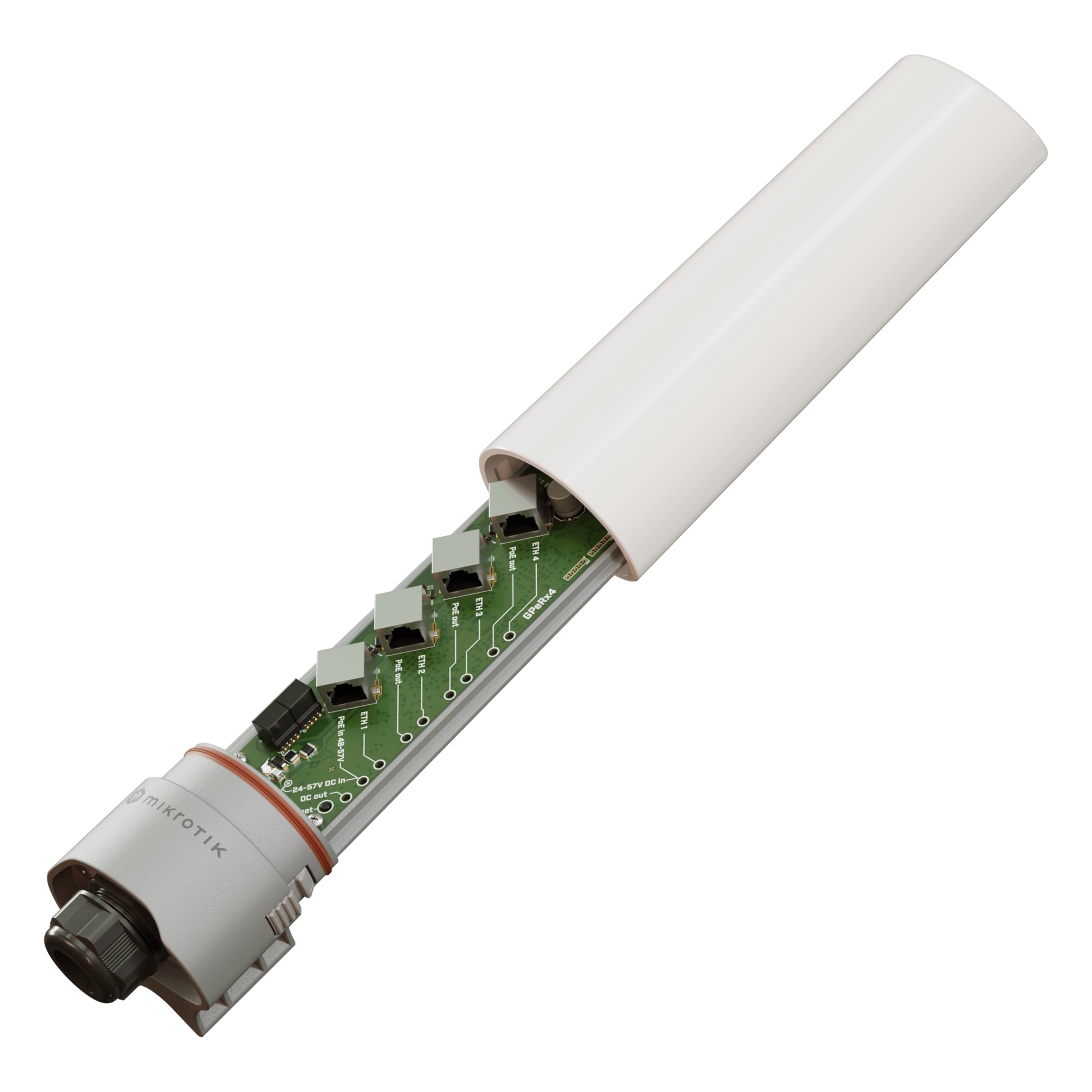 Extensor PoE Administrable / 3 Puertos 802.3af/at / PoE IN 90W / IP68 / -40°C a +70°C / 131 pies — MIKROTIK · SKU GPER14I