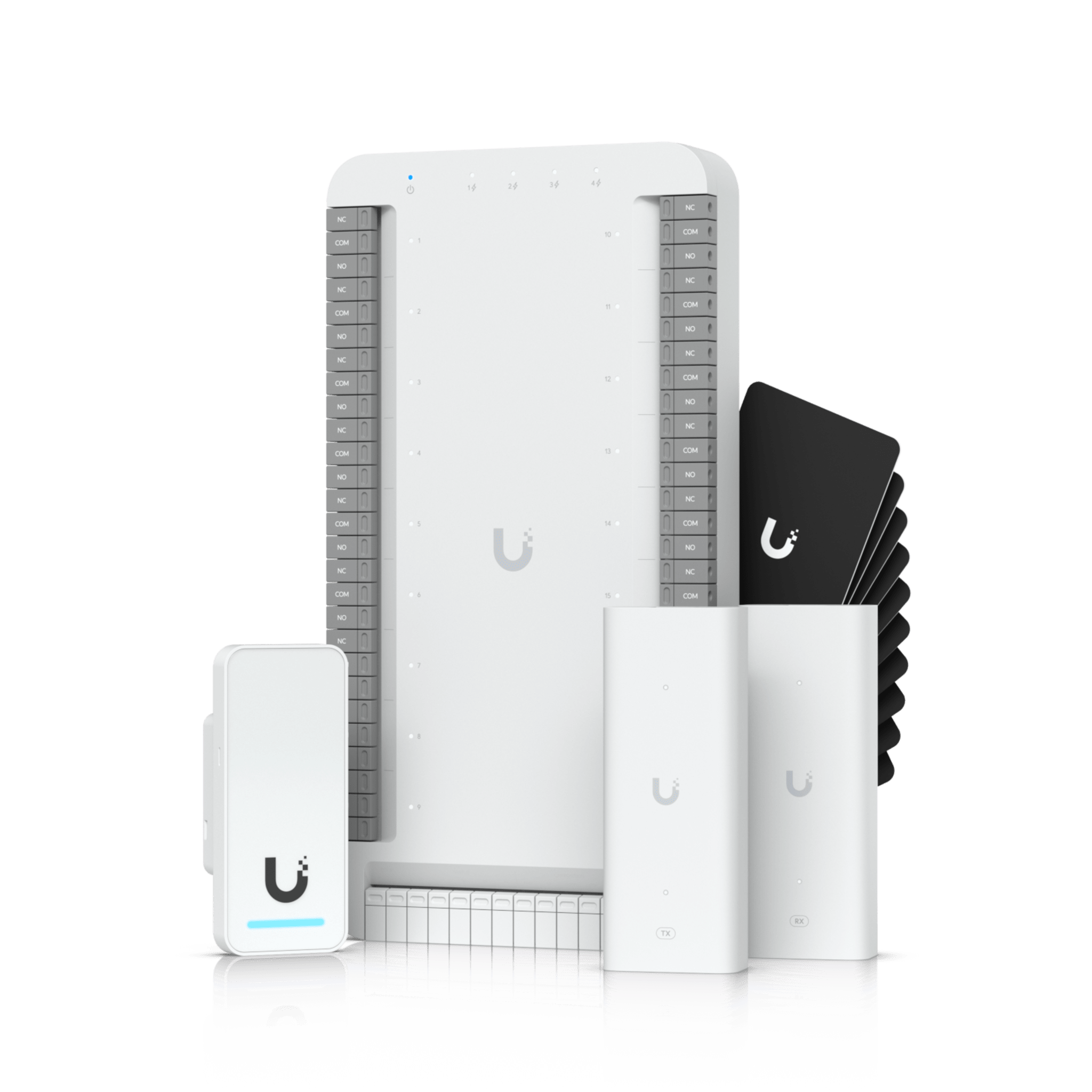 Kit de Inicio para Ascensor UniFi Access / PoE para Selección de Piso / Hasta 18 Pisos / Incluye Elevador Hub / G2 Lector / 2 Extensores PoE / 10 Tarjetas de Acceso / Interior y Exterior / NDAA Cumple