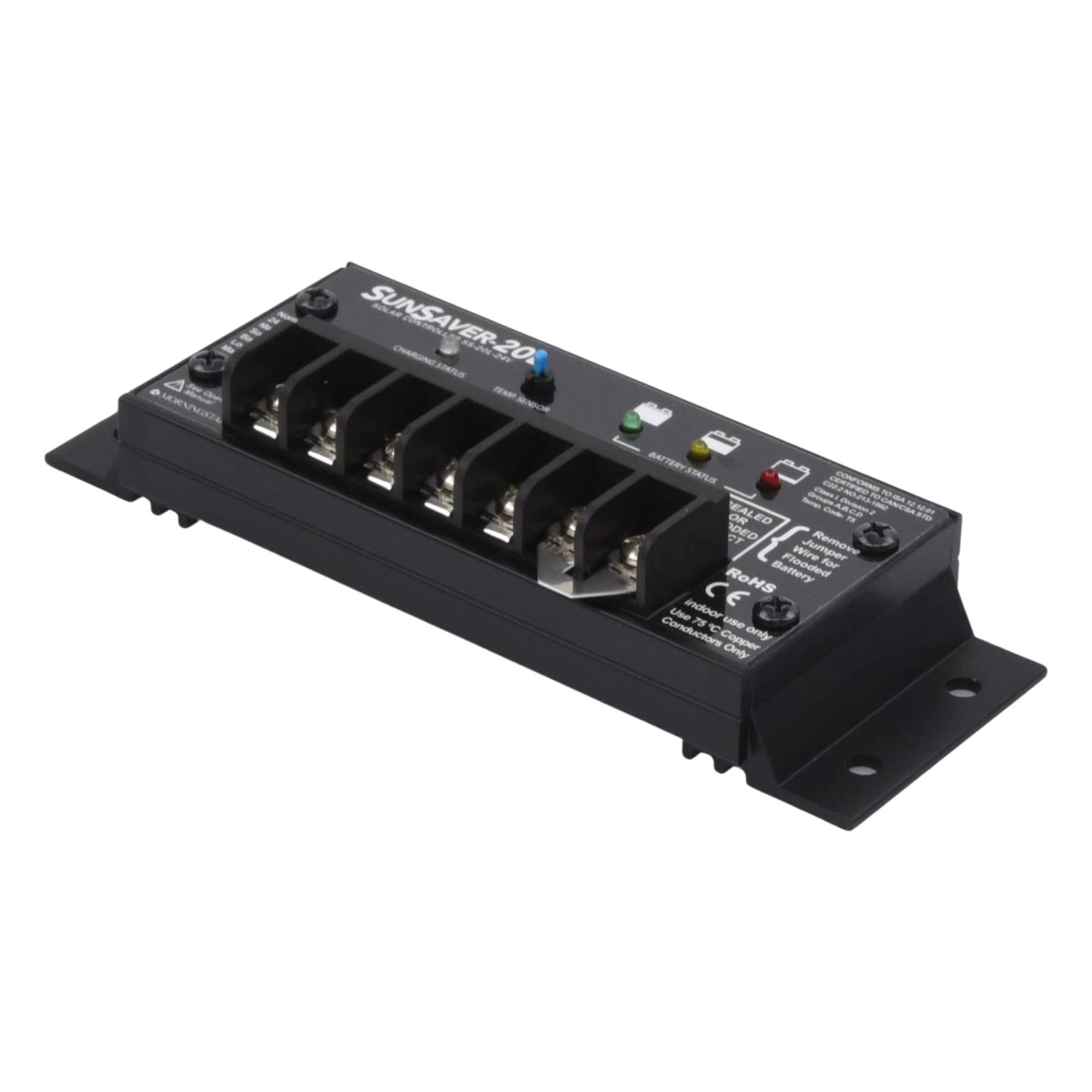 Controlador de Carga Solar PWM / 20 A / 24 VCC / Encapsulado Epóxico / Clase 1 Div 2 / Compensación de Temperatura — MORNINGSTAR · SKU SS-20L-24V