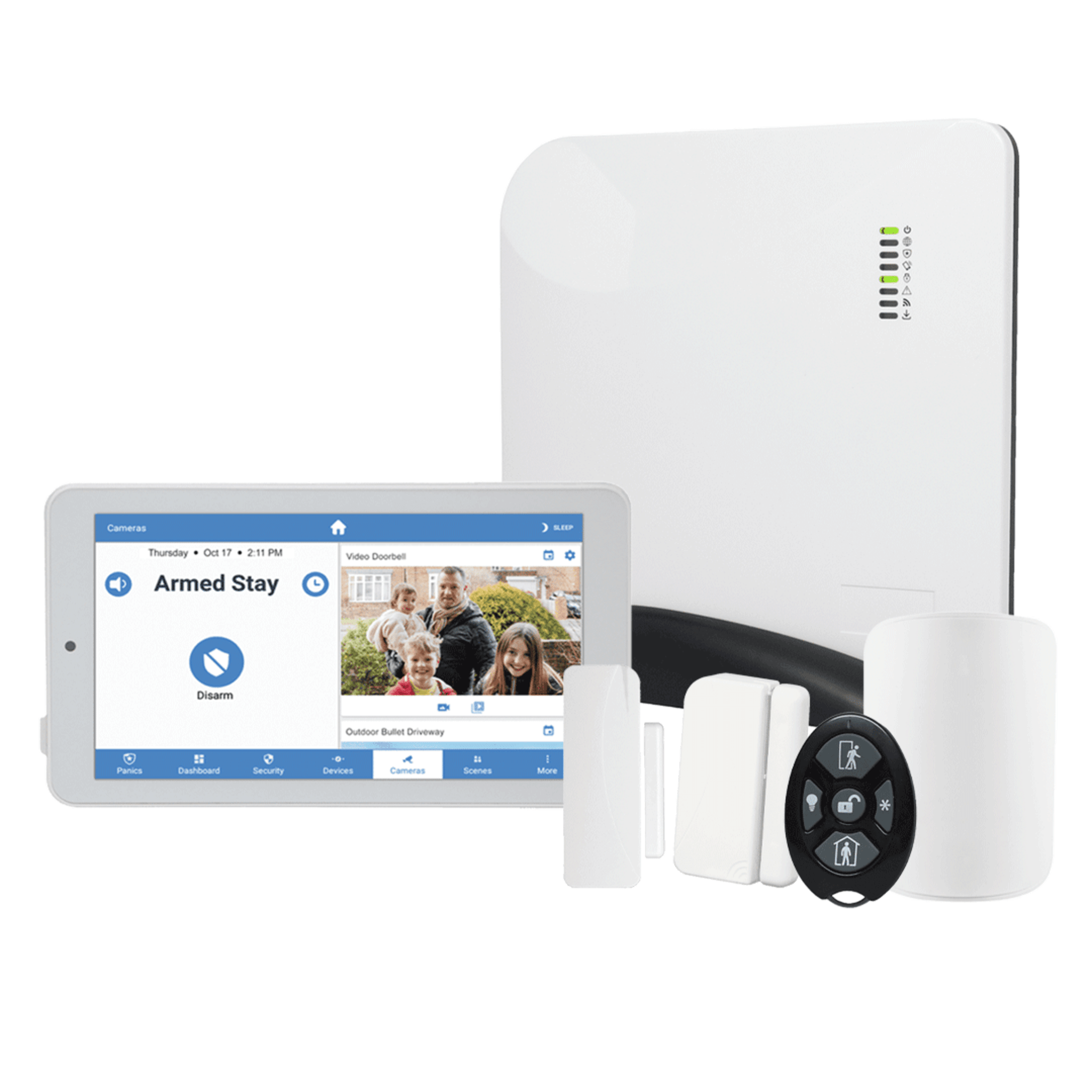 Panel de Alarma Inalámbrico / 96 Zonas / Celular Multicarrier y Wi-Fi 2.4 GHz / Z-Wave Plus / Receptor Encriptado de Largo Alcance / 433.92 MHz, 868 MHz y 915 MHz — M2M SERVICES · SKU CPLUS-PRO-KIT-STD