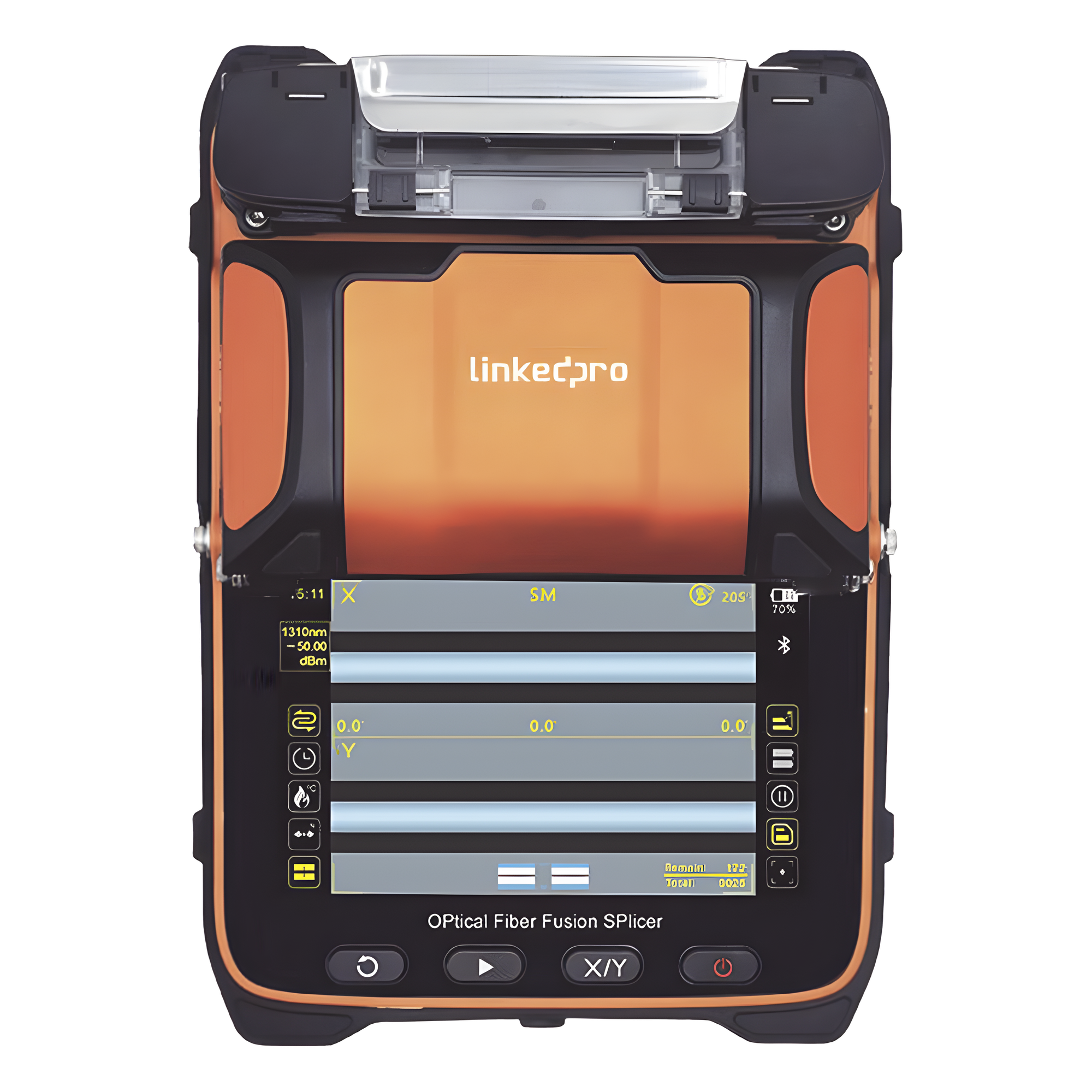 Fusionadora de Fibra Óptica / 6 Motores / Alineación por Núcleo / Empalme 5 s / Pantalla 5 Pulgadas / OPM + VFL Integrados — LINKEDPRO BY EPCOM · SKU LP-FS-PRO-900