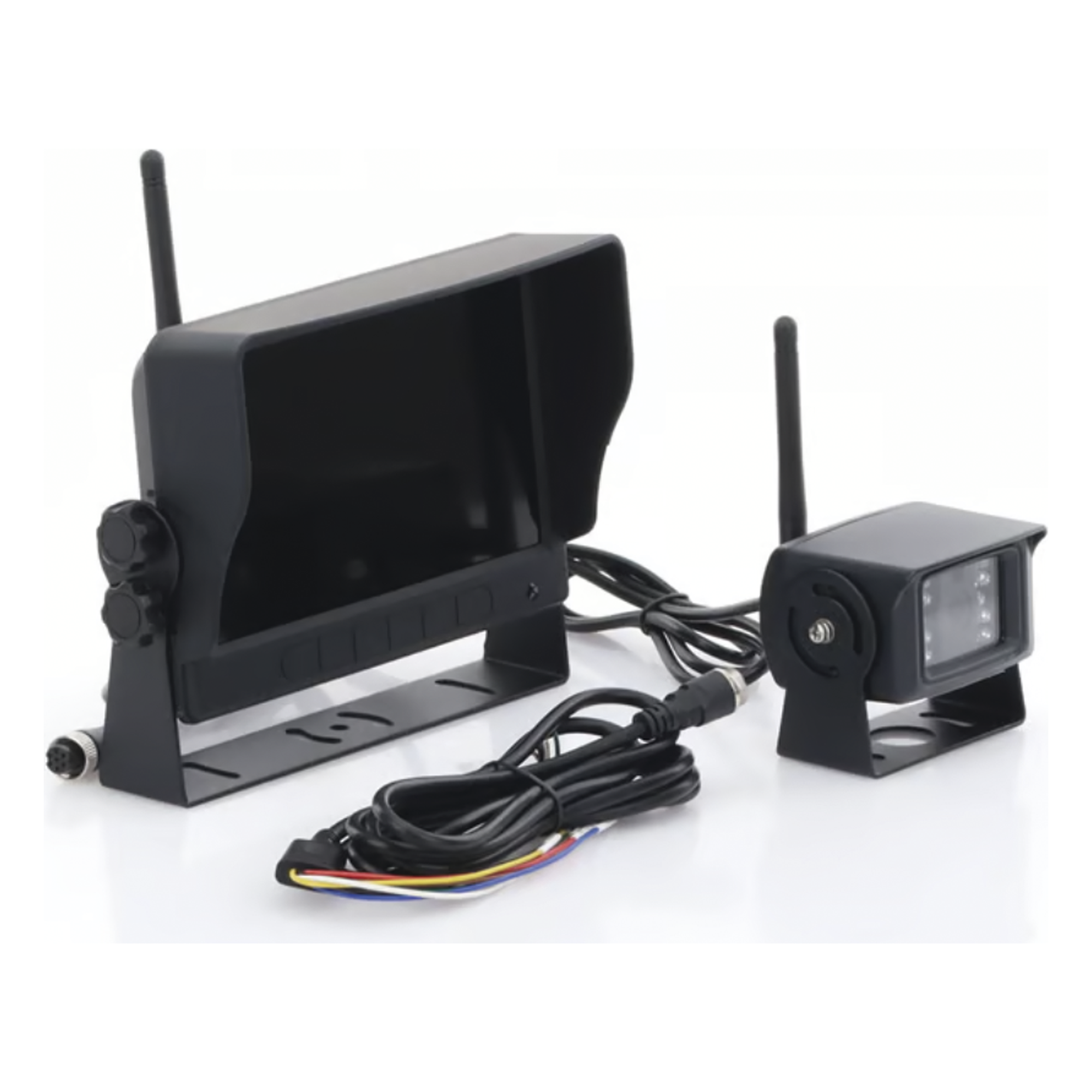 Cámara de Reversa Inalámbrica / Monitor LCD 7" / Visión Nocturna IR 18 LEDs / IP69K / Expandible a 4 Cámaras