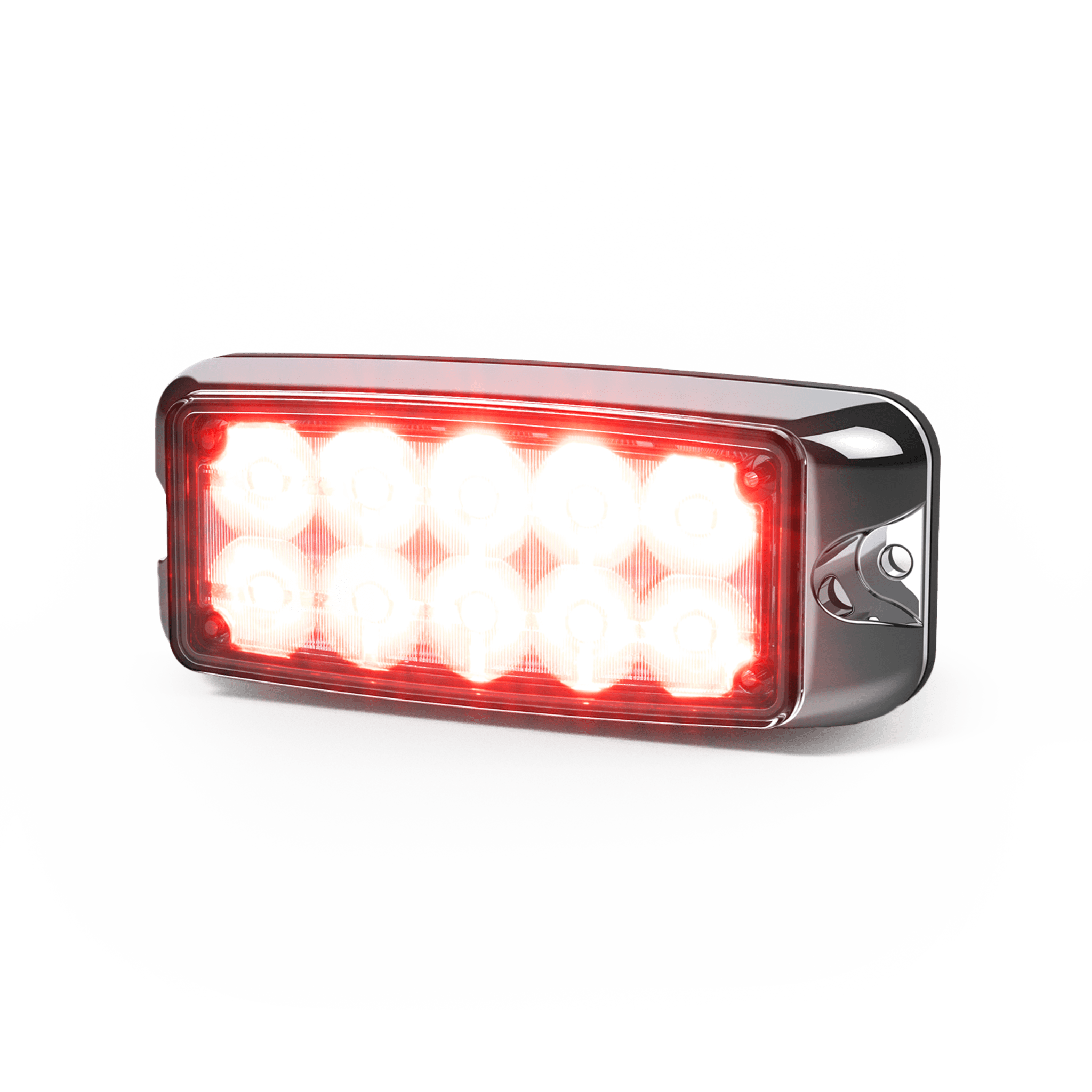 Luz de Advertencia de 5X2" 10 LED, Rojo/Azul, Bisel Cromado, Lente Transparente