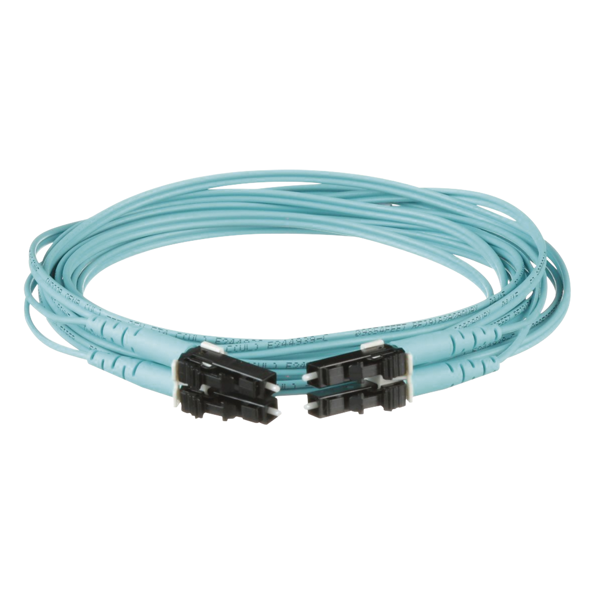Jumper de Fibra Óptica / OM3 50/125 / LC-LC Dúplex / OFNR / 9 m (29.53 ft) / Aqua — PANDUIT · SKU FX2ERLNLNSNM009