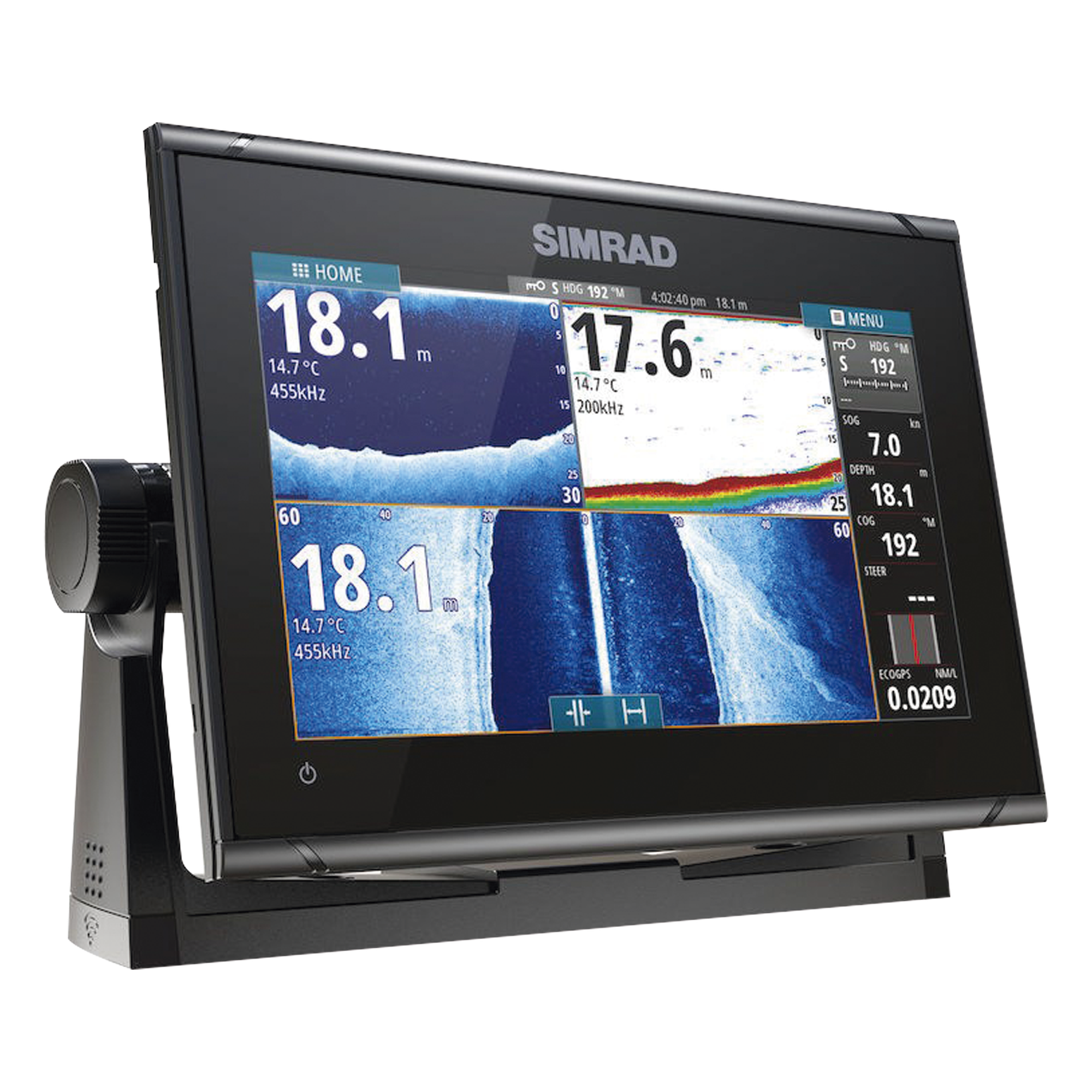 Plotter GPS / Pantalla Táctil 9" / Active Imaging 3 en 1 / Sonar CHIRP con SideScan y DownScan / Radar Halo 360° en 1 s / NMEA 2000 / Wi-Fi / Integración Piloto Automático y Audio