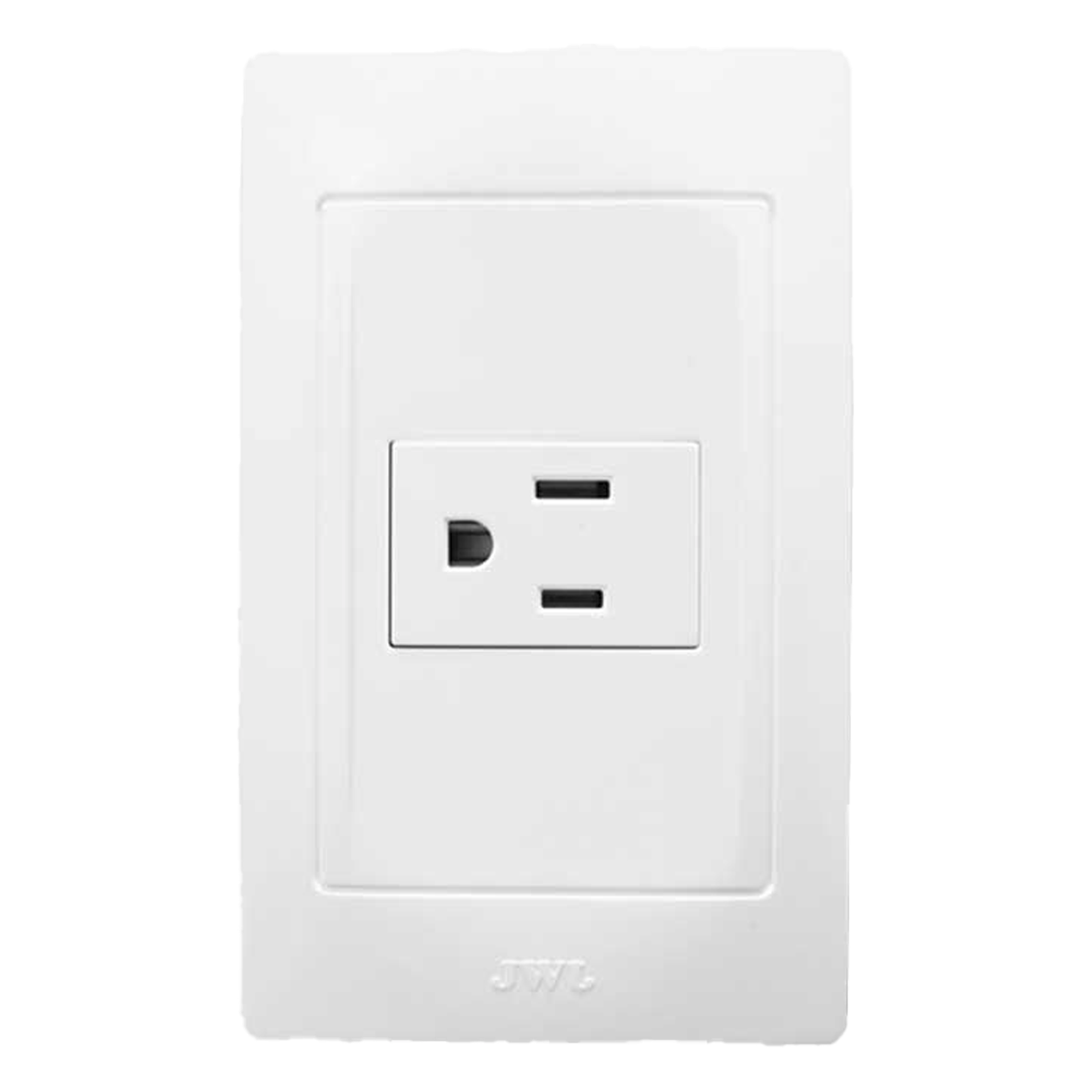 Contacto Sencillo / 127 V~ 60 Hz / 15 A / 2P+T / 11.8 x 7.8 x 3 cm / 4.6 x 3.1 x 1.2 in / Blanco — JWJ · SKU JTL-B72-22