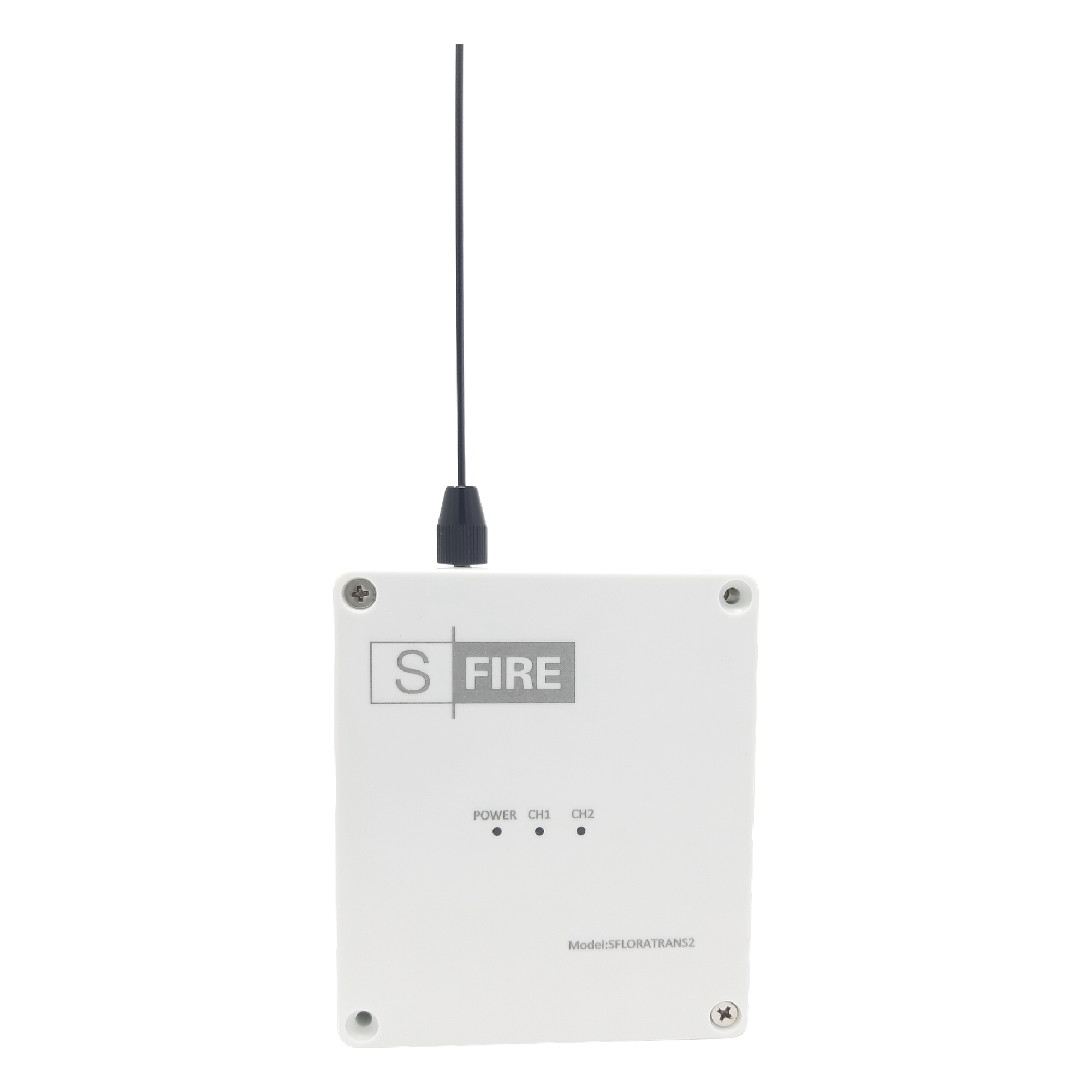 Transmisor Inalámbrico / 2 Contactos Secos NA / Alcance 2500 m (8202.1 ft) / 433.92 MHz / Antena 190 mm / -20°C a +80°C — SFIRE · SKU SF-LORA-TRANS