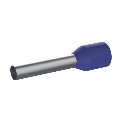 Ferrule Aislado PAN-TERM para Cable 14 AWG, Largo 12mm, DIN Color Azul. Paquete 500 Piezas