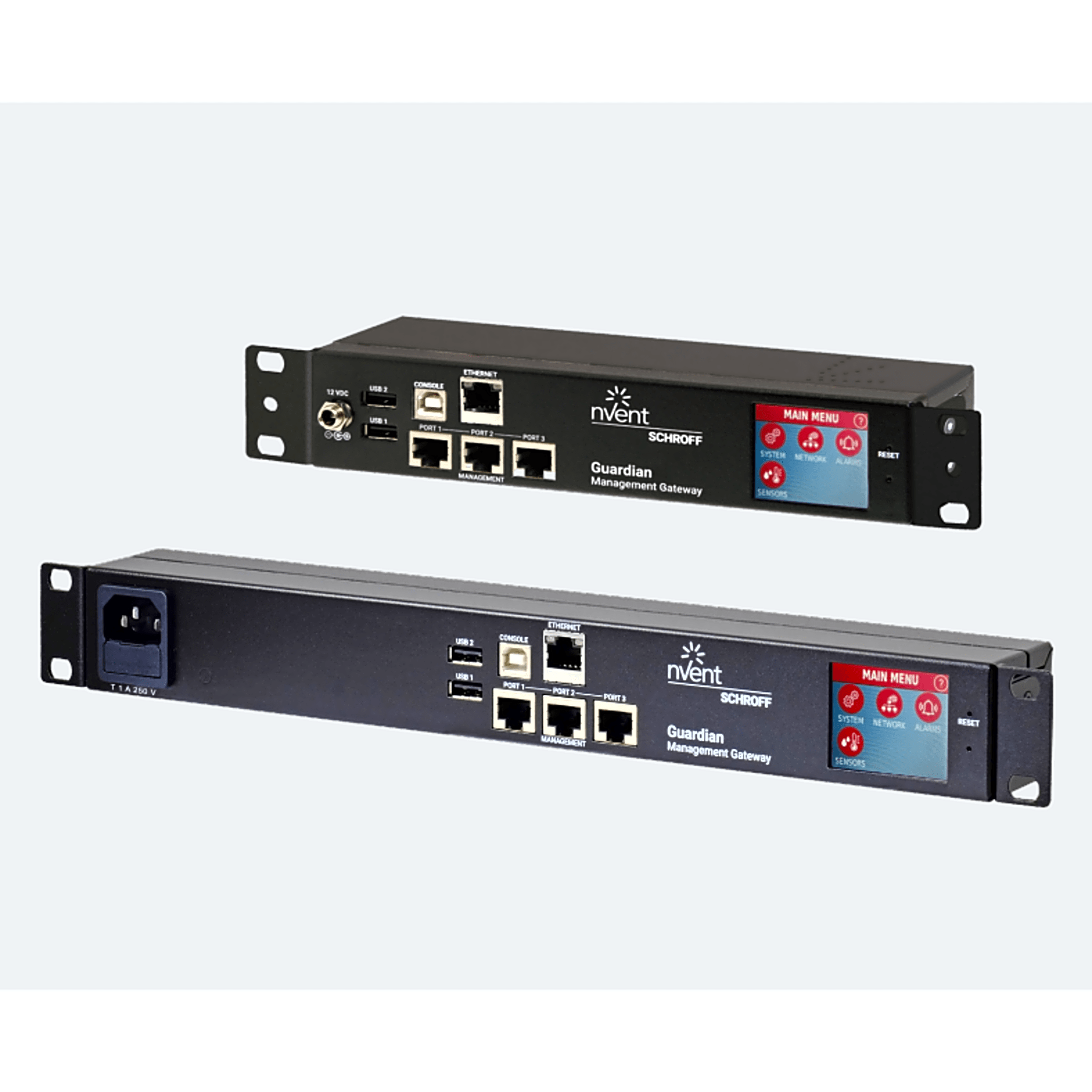 Gateway de Monitoreo Ambiental / 48 Sensores / 3 Puertos / 40 m (131.2 ft) por Puerto / 1U Rack / 1 GbE / LCD Táctil