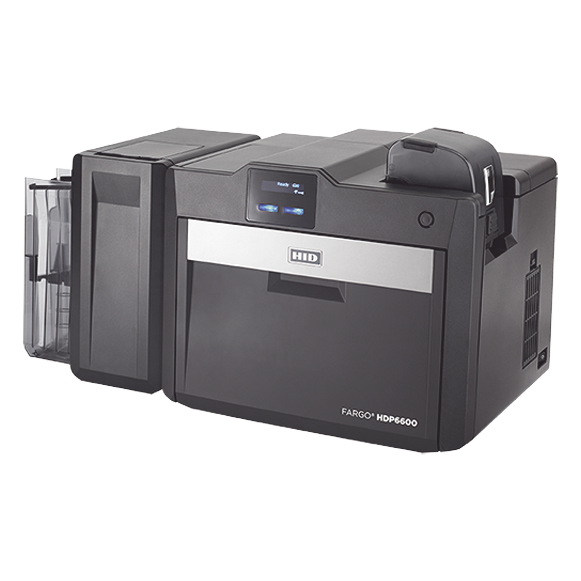 Impresora de Retransferencia / 600 ppp / Doble Cara / 16 seg por Tarjeta / Alimentación 100 Tarjetas / Salida 200 Tarjetas / CR80 — HID · SKU 094640