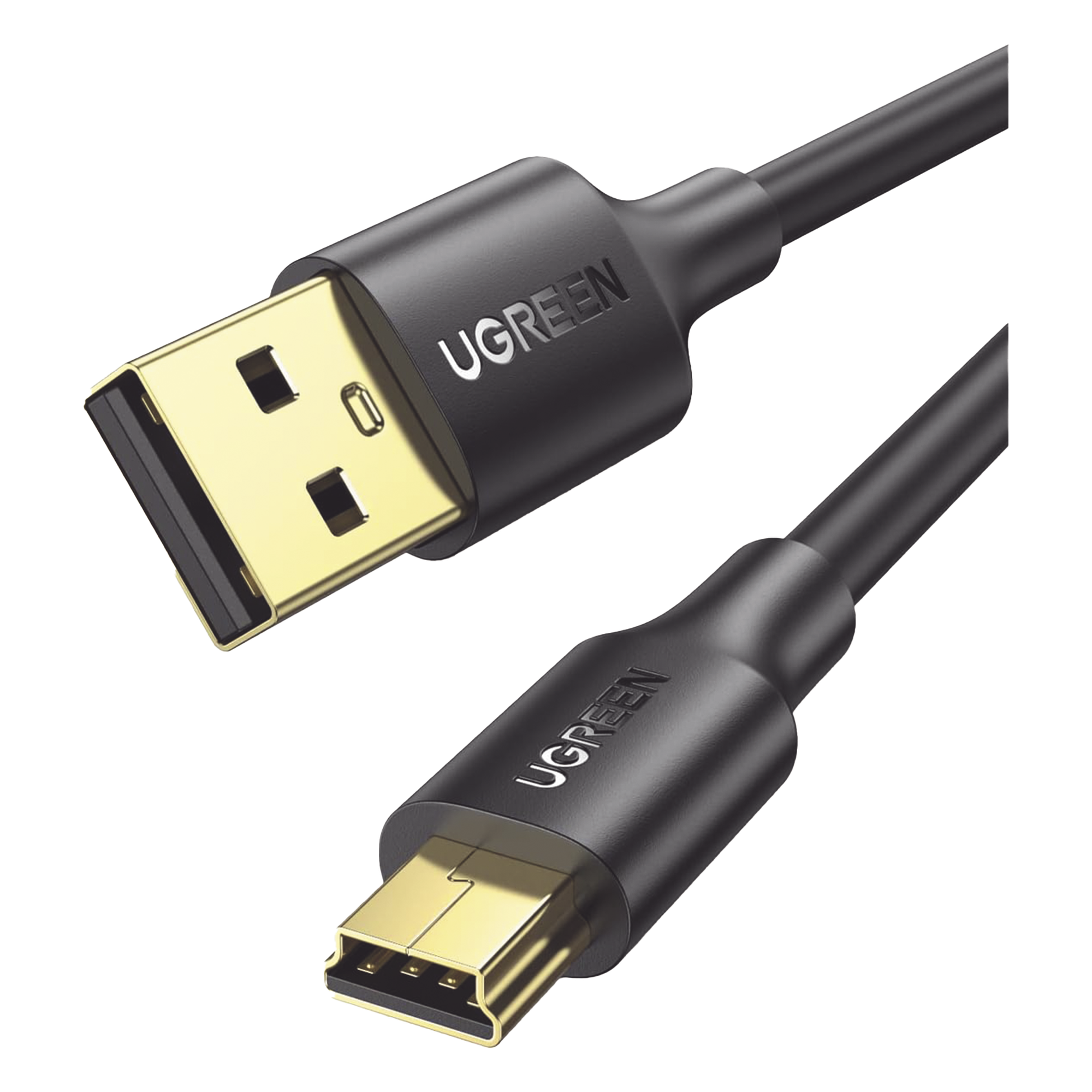 Cable USB-A a Mini USB / USB 2.0 / 480 Mbps / 1 m (3.3 ft) / Blindaje Doble / Conectores Dorados — UGREEN · SKU 10355