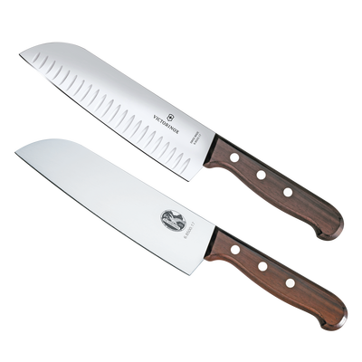 Set de 2 Cuchillos Santoku / Hoja 17 cm / Mango de Madera / Acero Inoxidable / Fabricación Suiza — VICTORINOX · SKU 6.8520.17G/P