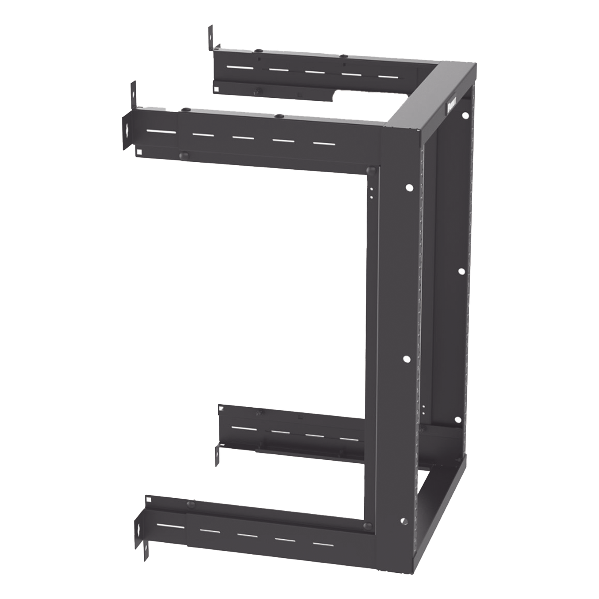 Rack de Montaje en Pared / 19 Pulgadas / 18 UR / Profundidad Ajustable 18/21.5/25 Pulgadas / Rieles Roscados #12-24 Numerados / Acero con Recubrimiento en Polvo