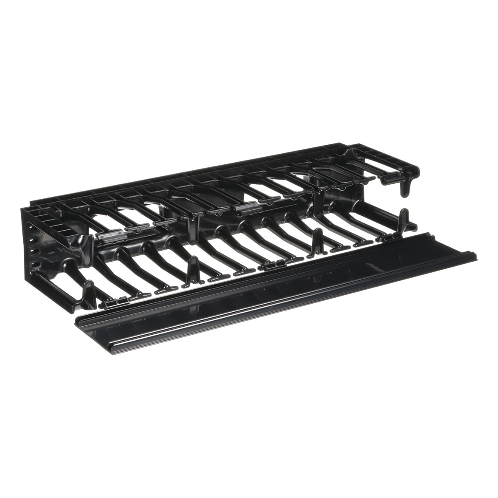 Organizador de Cables Horizontal / Alta Densidad / 19in / 2UR / Frontal Único / ABS con Radio de Curvatura