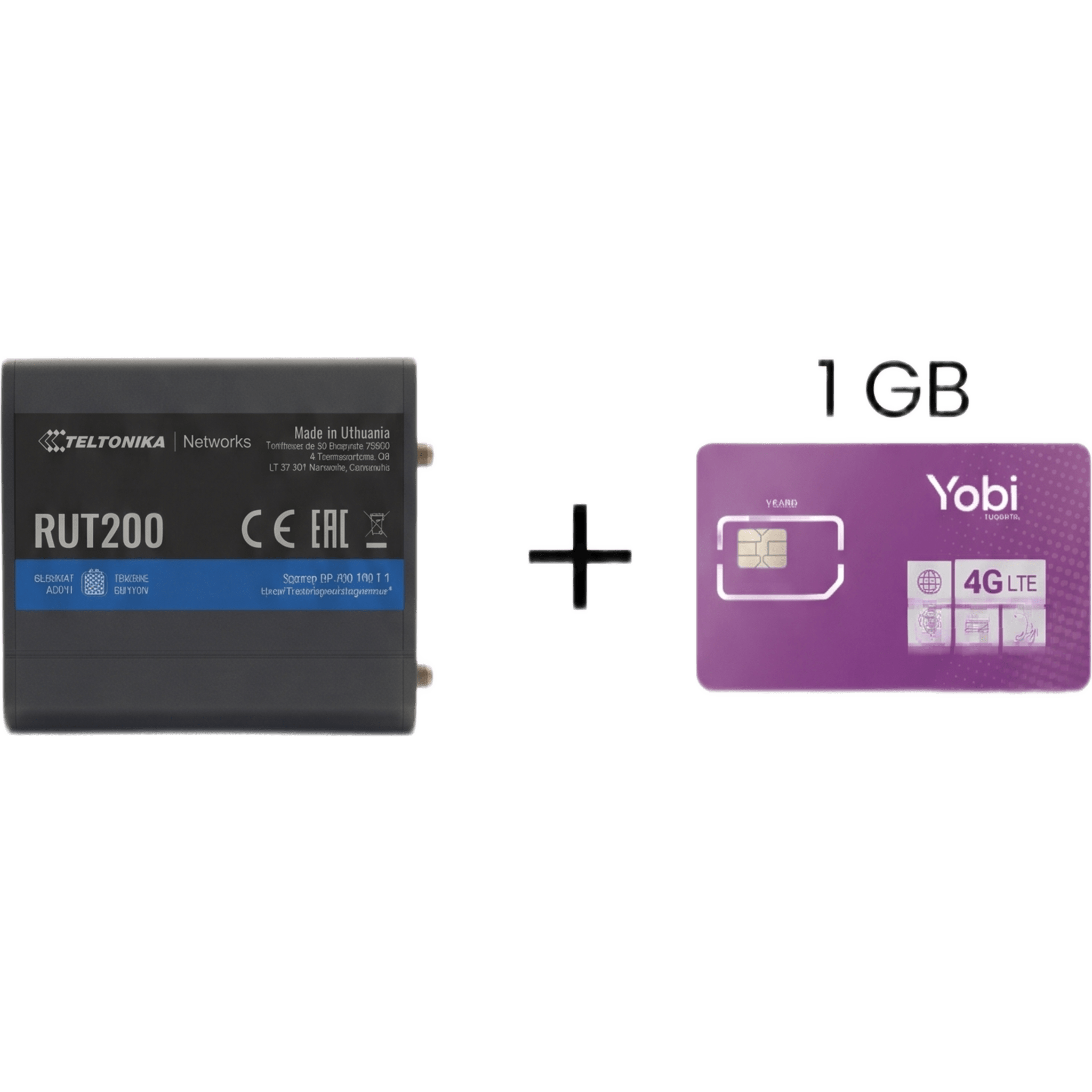 Router Celular Industrial / 4G LTE Cat 4 150 Mbps / Wi-Fi 2.4 GHz / 2 Puertos Ethernet / Operación -40°C a 75°C / Gestión RMS — TELTONIKA · SKU RUT200+1GBYOBI