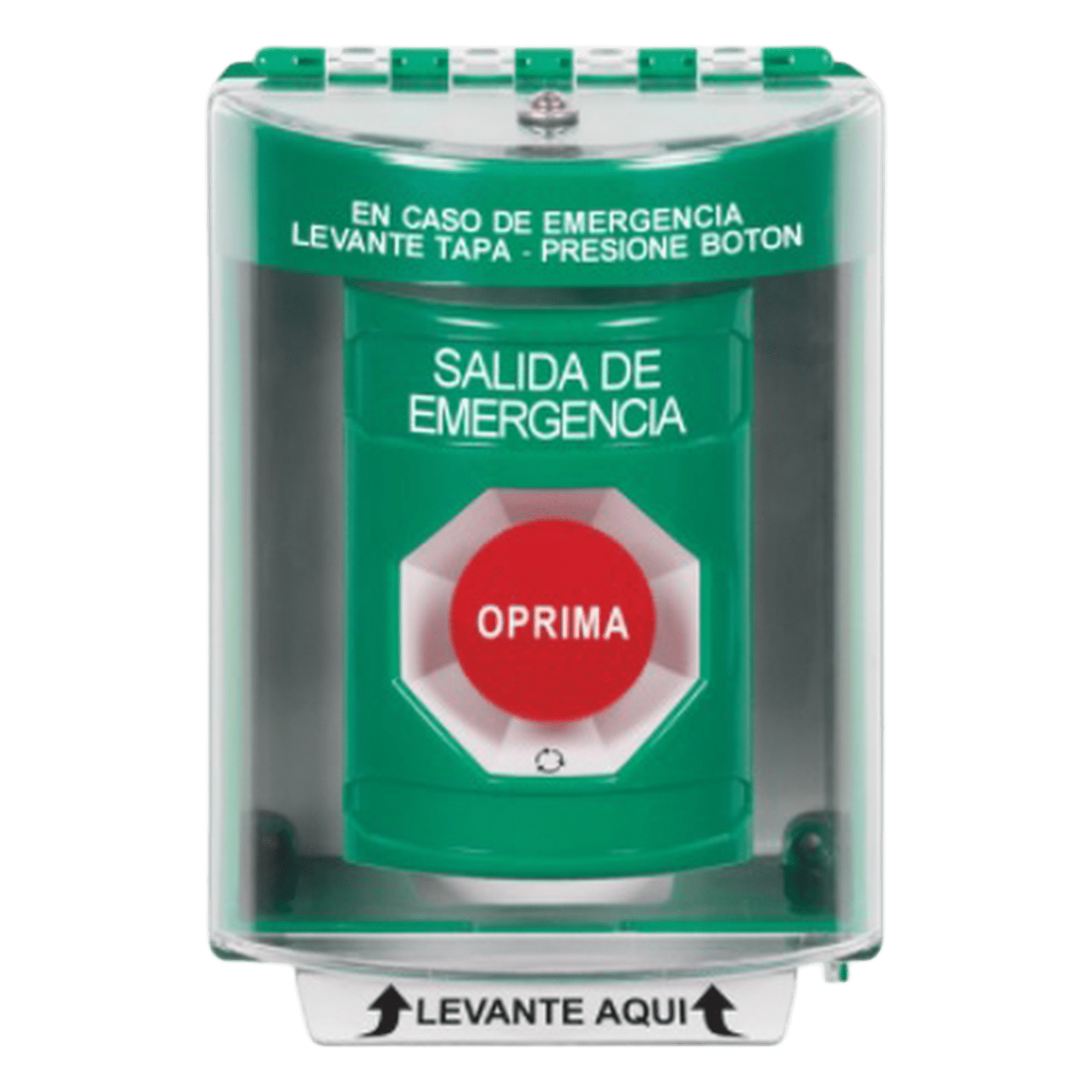 Botón de Salida de Emergencia / Acción Mantenida / Cubierta de Policarbonato / Bocina Integrada / Superficie con Espaciador — STI · SKU SS2181EX-ES