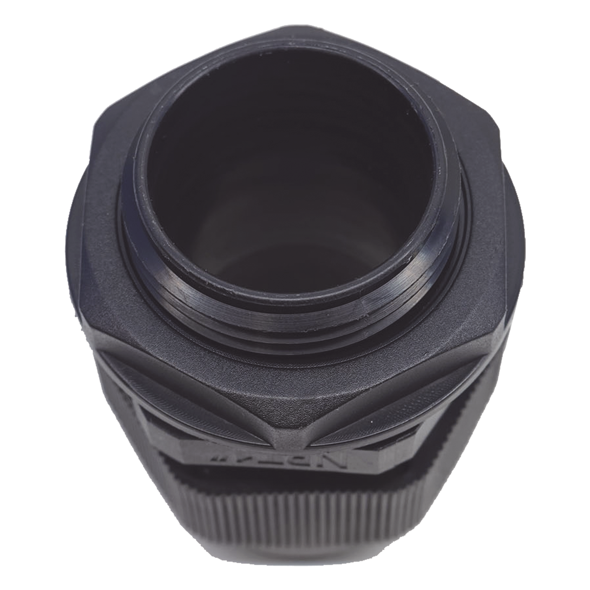 Conector Glándula Plástico / Rosca NPT 1" (25.4 mm) / Rango de Cable 16-22 mm / Color Negro / 7 Dimensiones Precisas