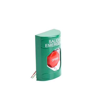Botón de Salida de Emergencia , Texto en Español,  Acción Mantenida, Girar para Restablecer, LED de iluminación