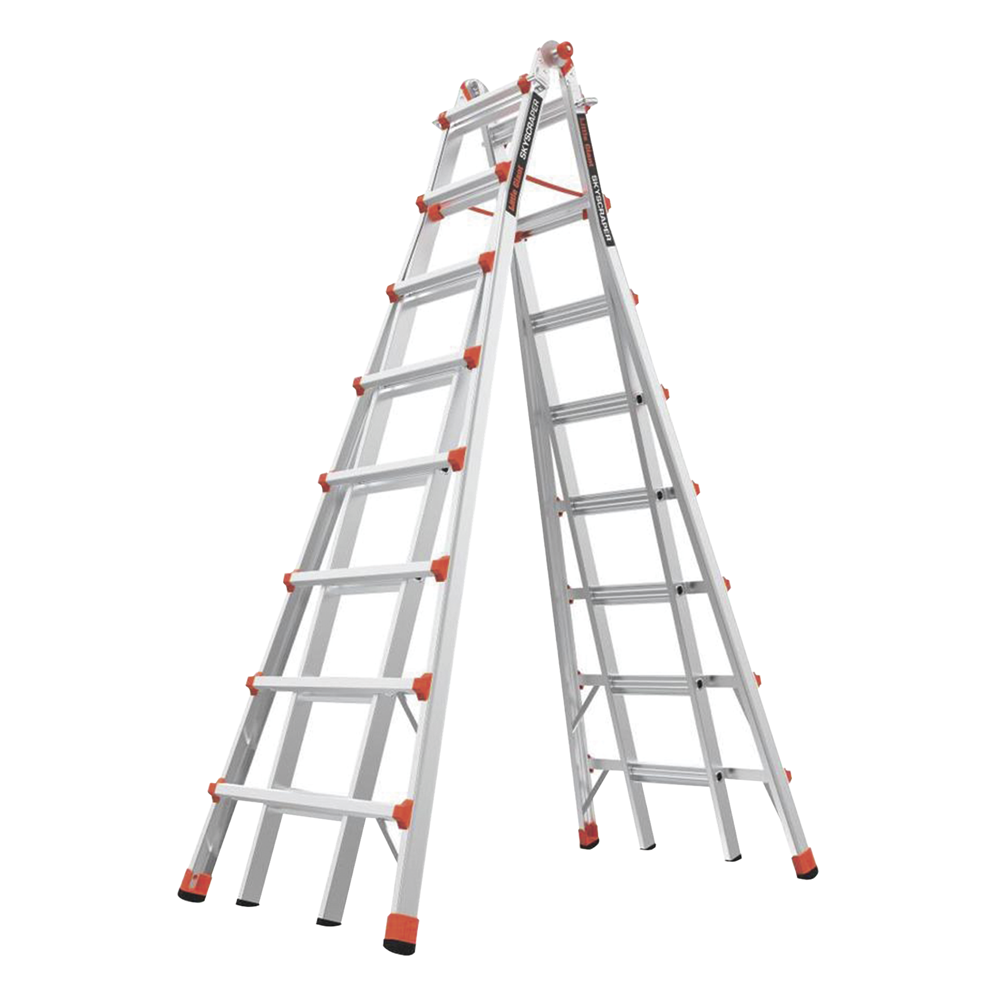 Escalera Telescópica en A / Aluminio / Altura Ajustable 2.44 m a 4.57 m (8 ft a 15 ft) / Capacidad 150 kg / Compacta 2.31 m (7.6 ft) — Little Giant Ladder Systems · SKU SKYCRAPER-15C