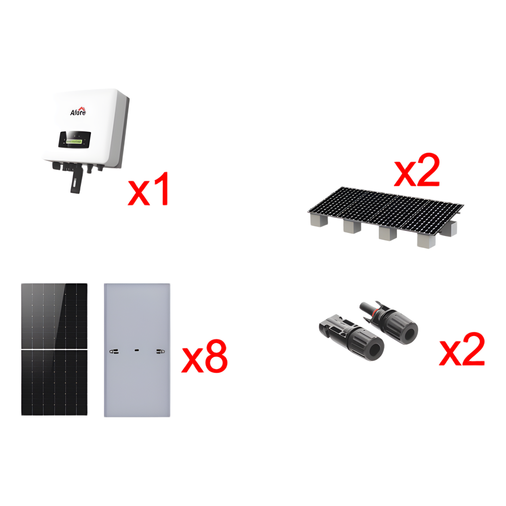 Kit Solar de Interconexión a Red / 5 kW / 220 Vca / 8 Paneles de 645 W / Inversor Monofásico con MPPT / Wi-Fi Integrado / Kit de Montaje Incluido — AFORE · SKU HNS5000TLKIT1