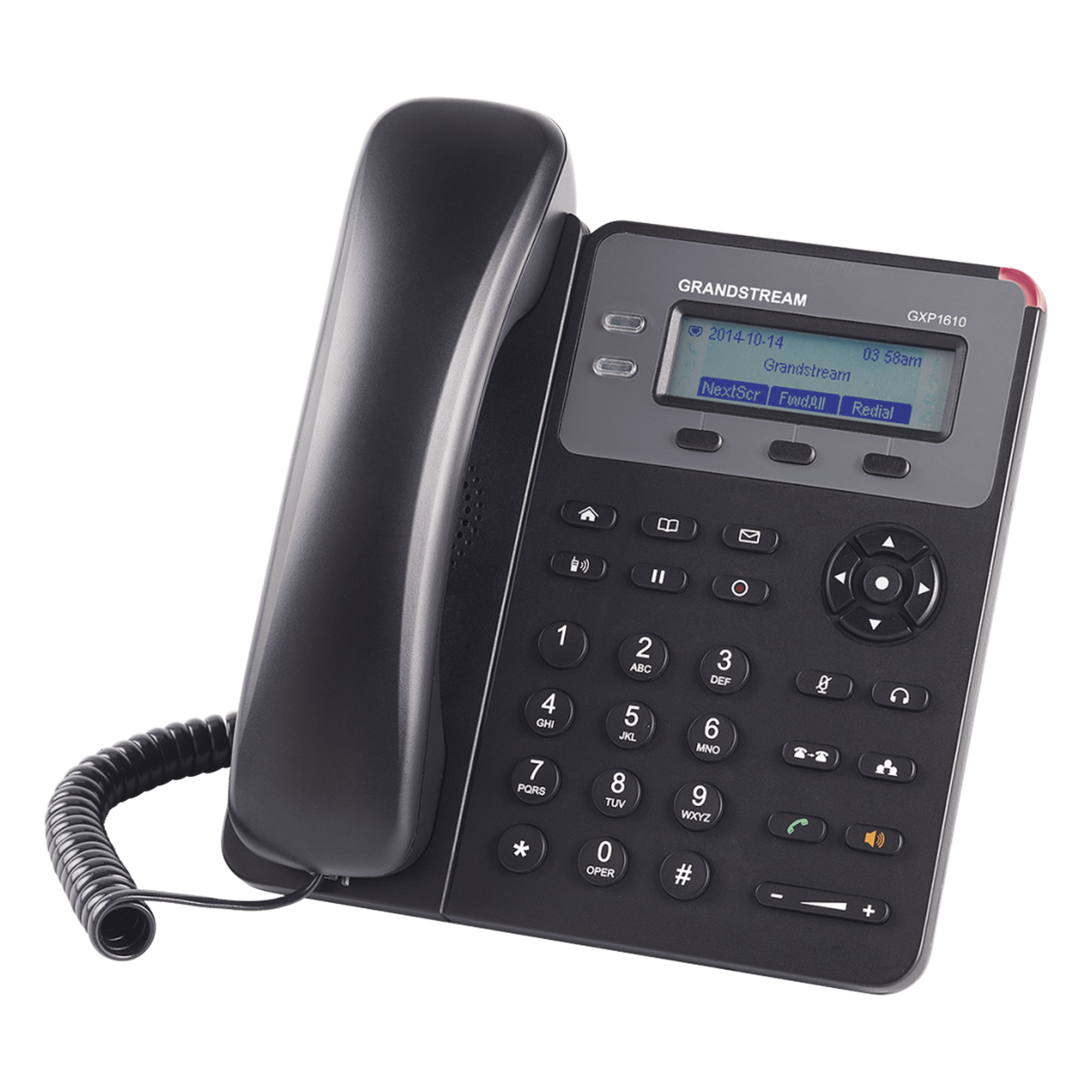 Teléfono IP / 1 Línea SIP / 2 Estados de Llamada / Pantalla LCD 132x48 / Puertos 10/100 Mbps / 3 Teclas XML Programables / Conferencia 3 Vías / EHS Plantronics — GRANDSTREAM · SKU GXP-1610