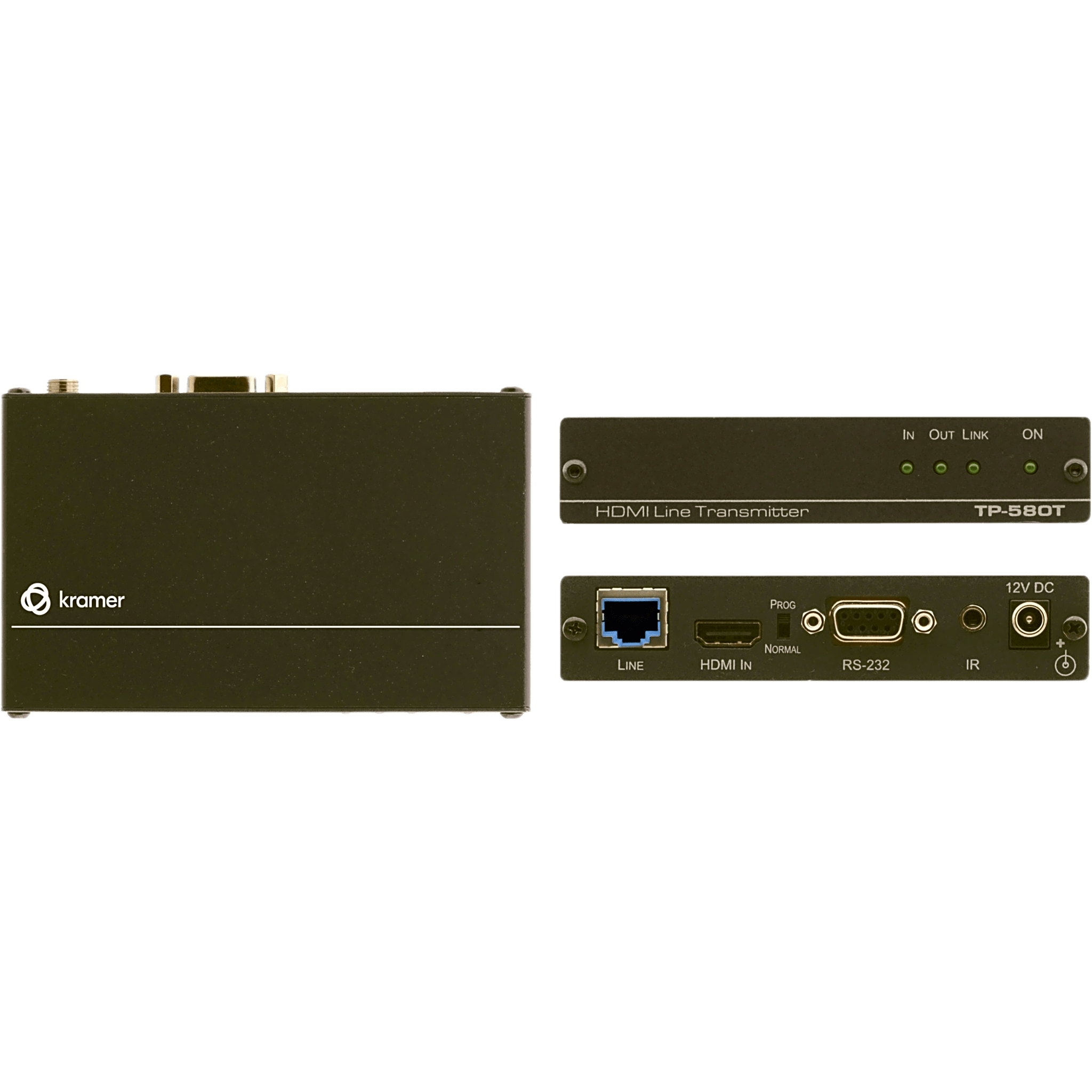 Transmisor HDBaseT / HDMI 4K60 4:2:0 / HDCP 2.2 / Extensión 40 m (130 ft) a 4K / RS-232 e IR Bidireccionales / Sin Ventiladores — KRAMER · SKU TP-580T