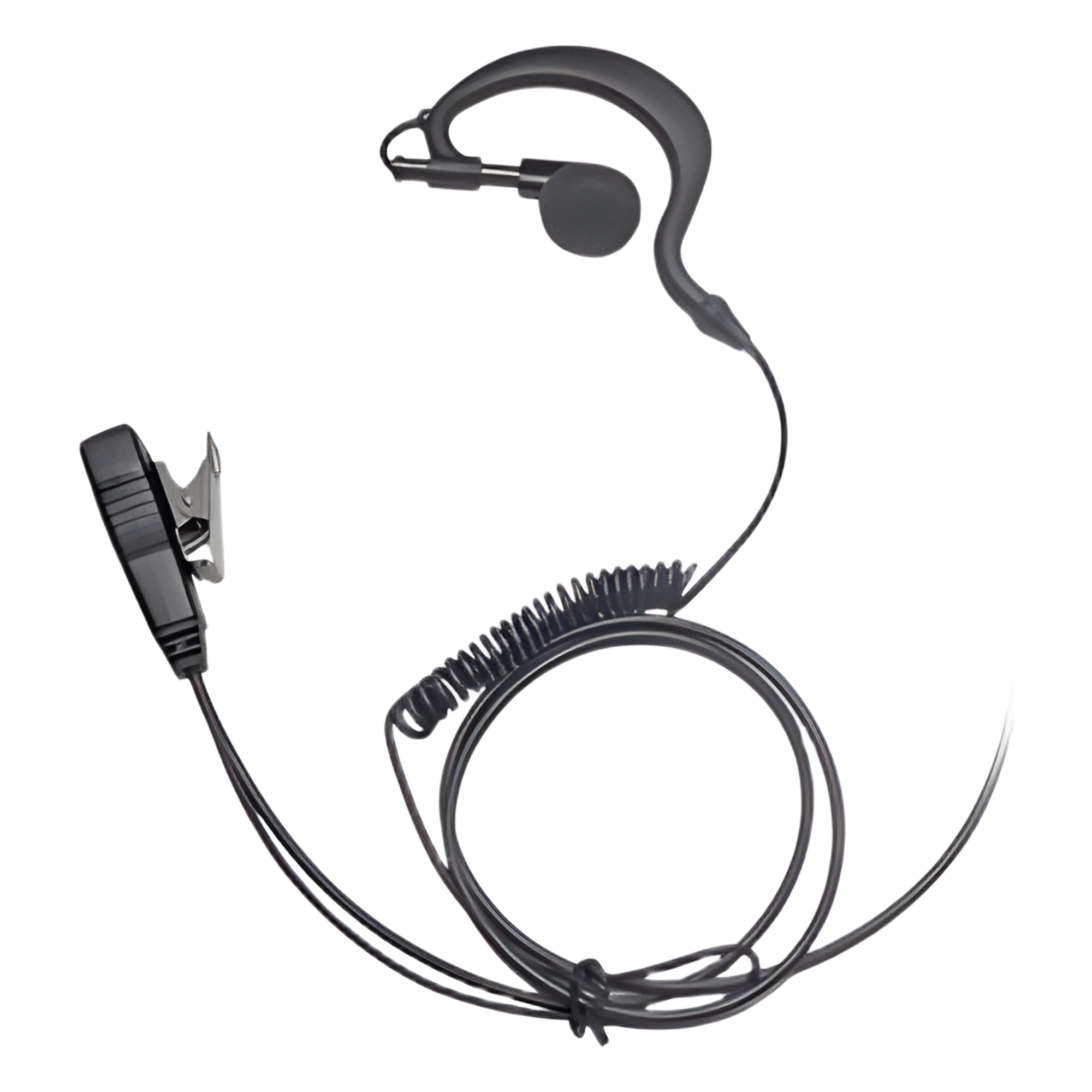 Micrófono-Audífono Profesional / Gancho Ajustable en Forma de G / Cable con Resorte / PTT de Solapa / Compatible con Radios Hytera y Telox — TXPRO · SKU TX-110N-H02