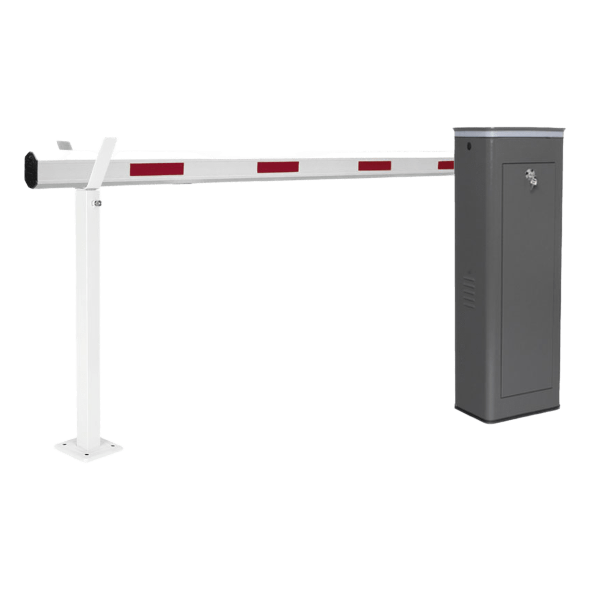 Barrera Vehicular Izquierda / Brazo Telescópico 5.5 m (18 ft) / 200 Ciclos/Hora / Apertura 6 s / Corona LED Semaforizada / Encoder Ajustable / Semi-Intensivo — ACCESSPRO · SKU KT-XBS-LB