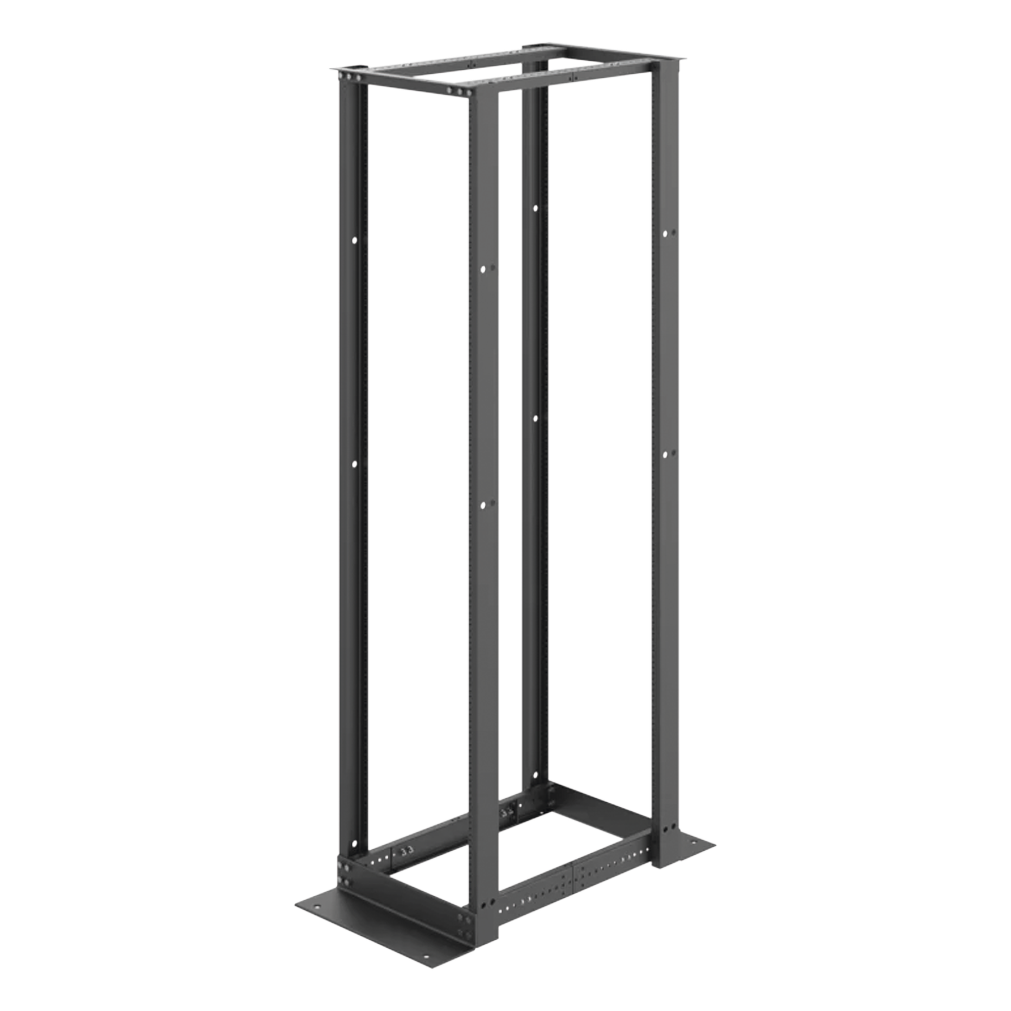 Rack Abierto de 4 Postes Estándar de 19 in / 45U / 2.13 m (7 ft) de Altura / Profundidad Ajustable 450-1050 mm (17.7-41.3 in) / Aluminio 6063-T6 / Rieles Roscados 12-24 / Negro RAL 9005