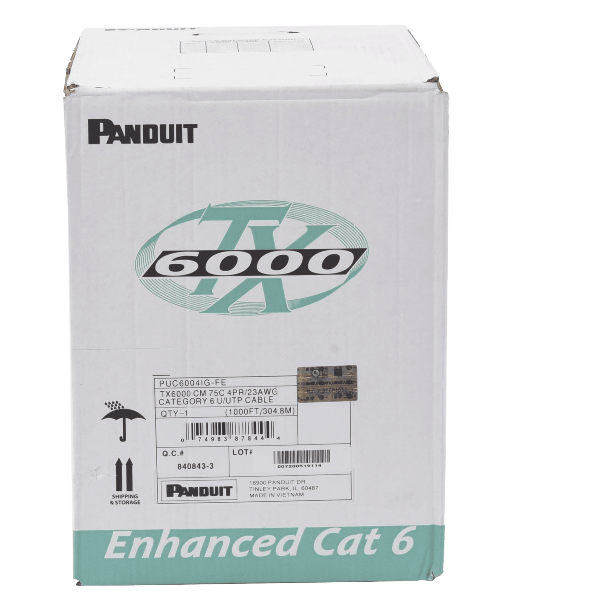 Cable UTP / Categoría 6 Mejorado / 23 AWG / 305 m (1000 ft) / 4 Pares / PVC CM / Bobina Reelex