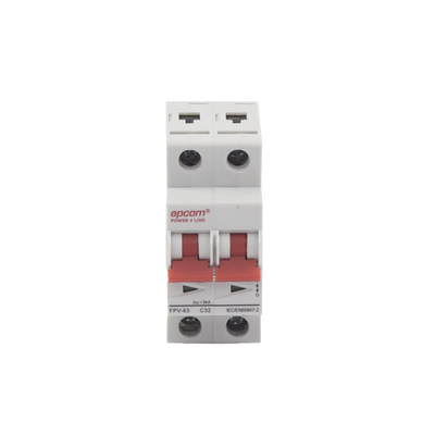Protección Térmica/ Interruptor 2P, 32A,  Corriente Directa  800 Vcc para Aplicación Fotovoltaica Montaje Riel DIN