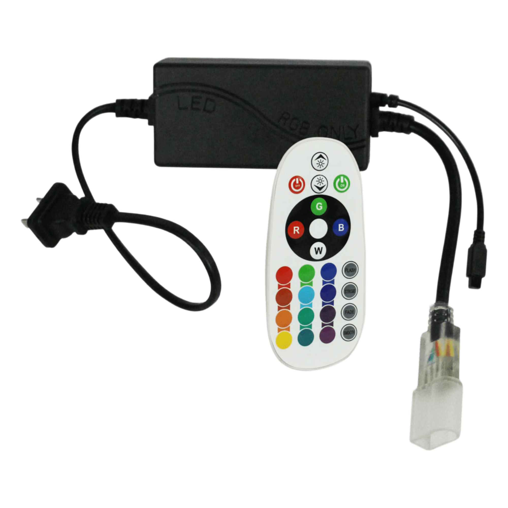 Adaptador de Corriente LED / Control Remoto RGB / 50 m (164 ft) / 127V~ / 300W Máx / IP65 — JWJ · SKU JLPM-10