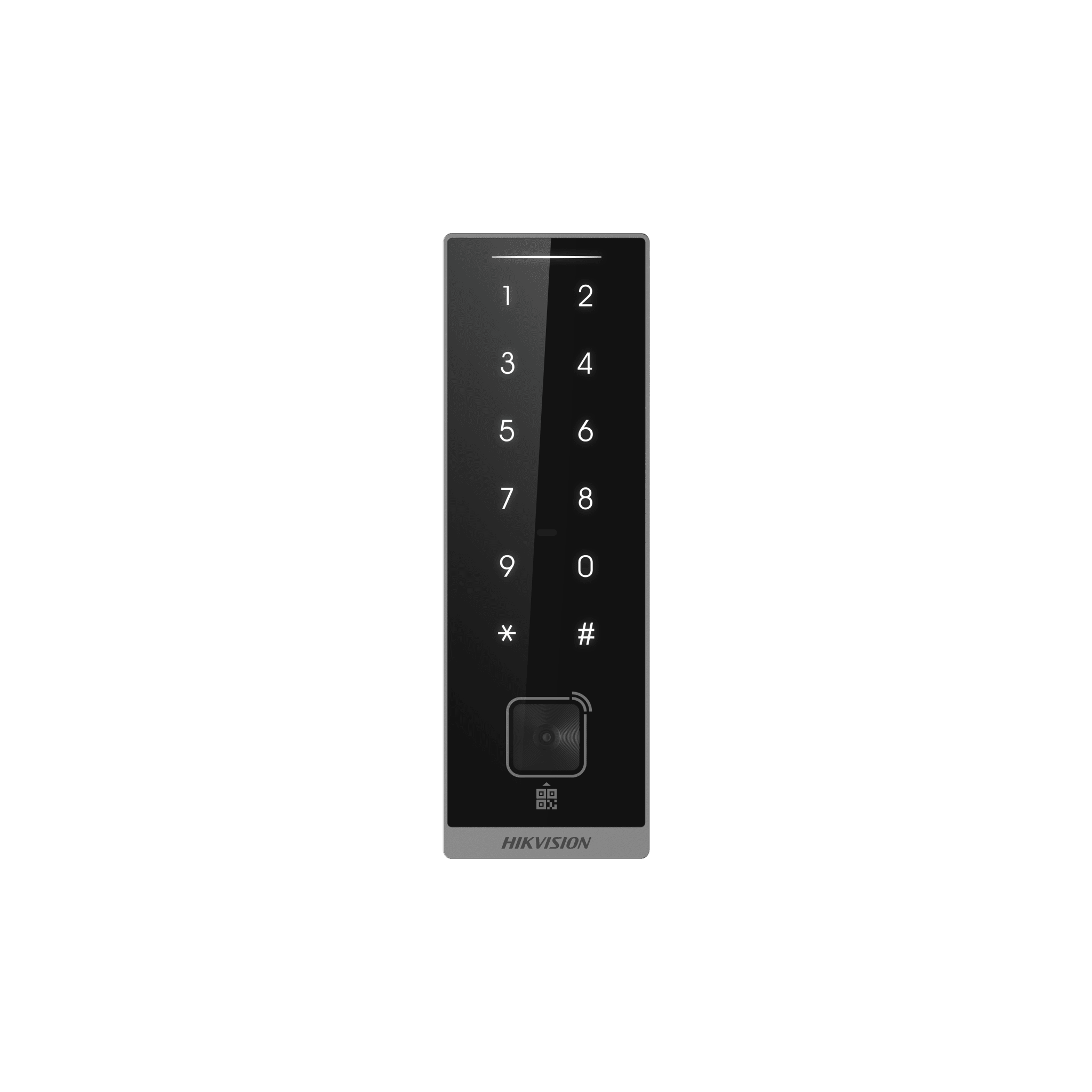 Teclado Esclavo con Lector de Tarjetas Virtuales Bluetooth y Códigos QR / Tarjetas MIFARE y PROX EM / Contraseñas / RS-485 Wiegand OSDP / Frecuencias 13.56 MHz y 125 KHz / Autenticación Tarjeta PIN QR Bluetooth / Táctil