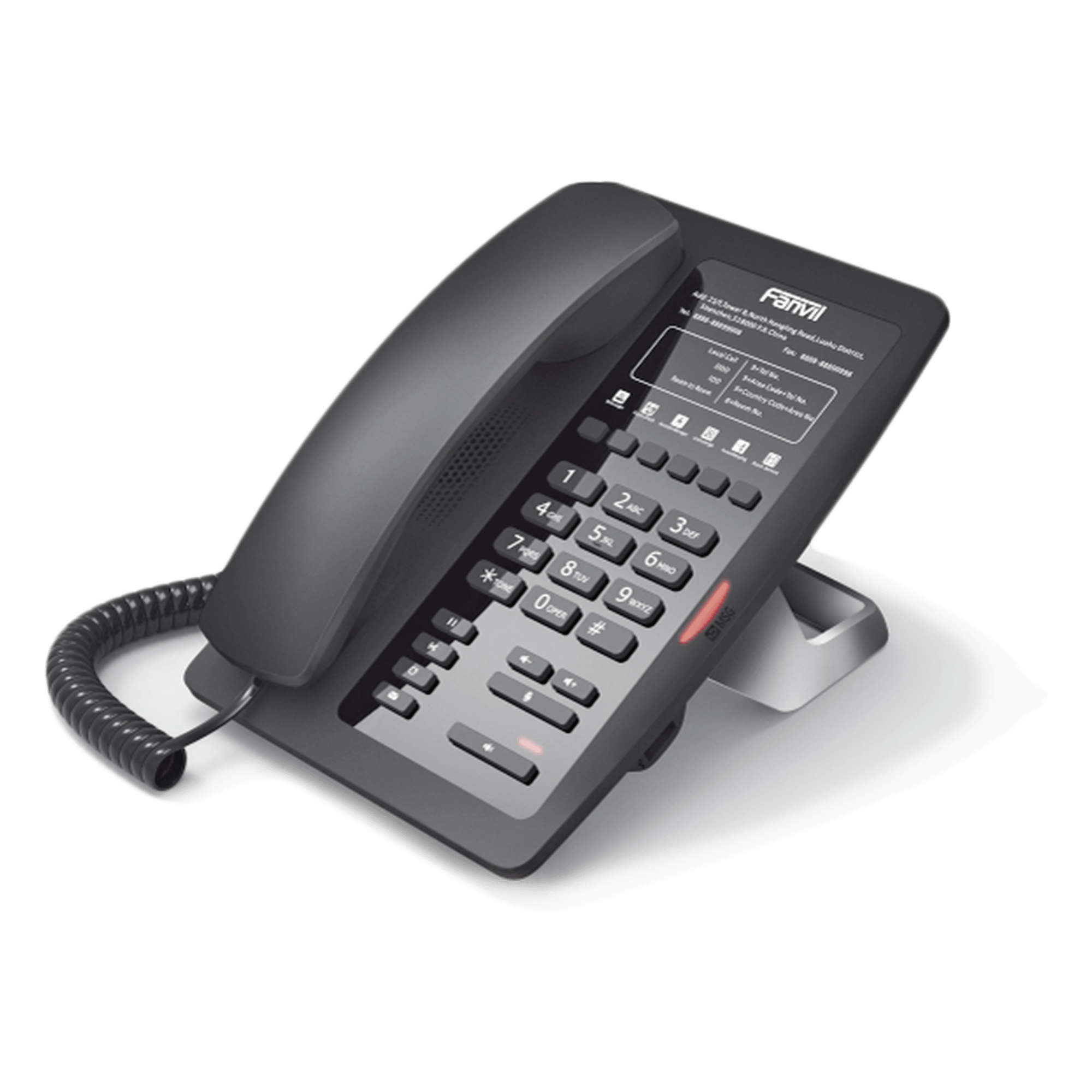 Teléfono IP para Hotelería / 6 Teclas Programables Hotline / PoE 802.3af / 2 Puertos Ethernet 10/100 Mbps / VxWorks / Sin Pantalla — FANVIL · SKU H3F