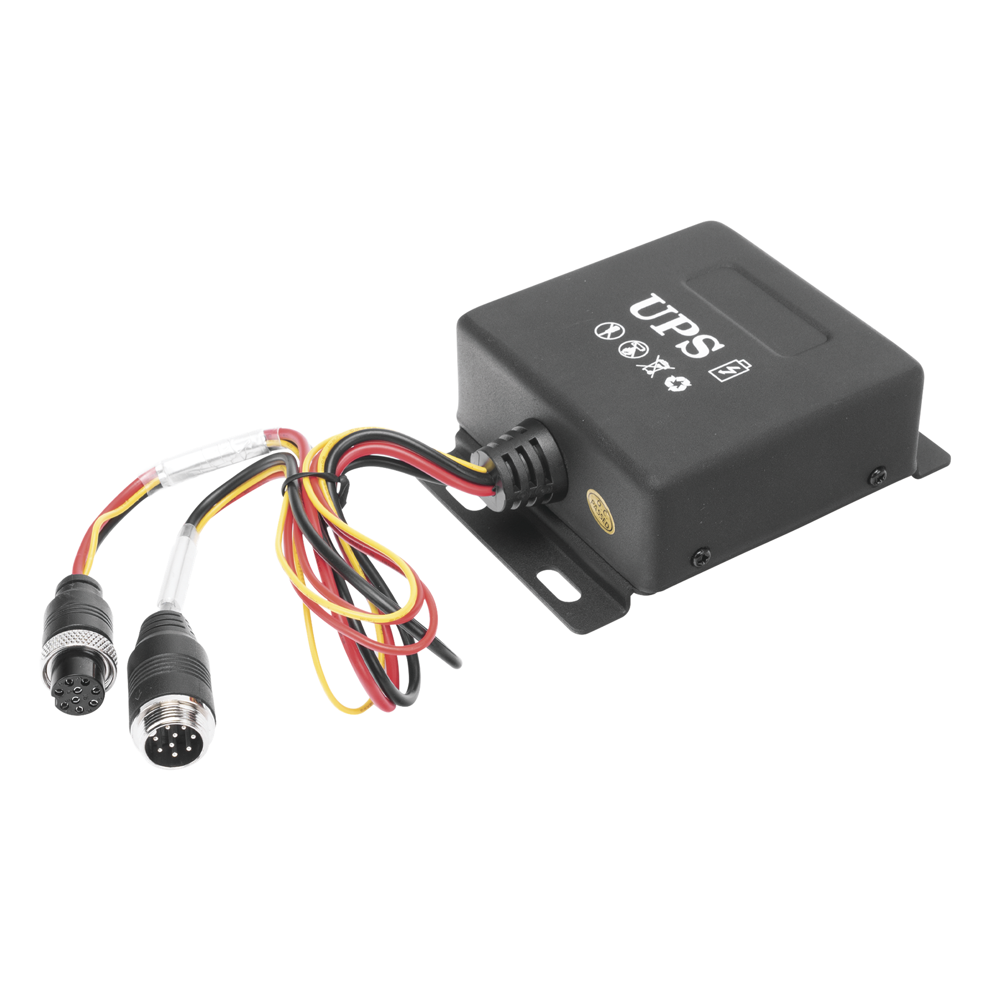 UPS para Videovigilancia Móvil / 24 VDC / 2000 mAh / 20 min Autonomía / Anti-vibración / -10°C a 60°C / Conector Aviación — STREAMAX · SKU XMRUPS