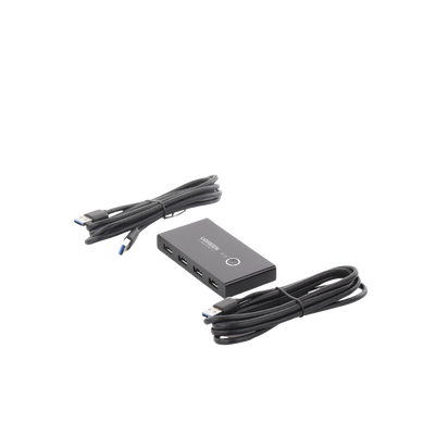 Conmutador USB para Compartir 4 Puertos USB 3.0 a 2 PC Ìs | Cambio Mediante Botón | Incluye Dos Cables USB de 1.5 m | ABS | Permite que 2 Usuarios Compartan 4 Dispositivos Periféricos USB3.0, como una impresora, un escáner, etc.