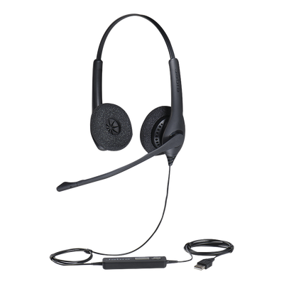Auricular USB Profesional / Cancelación de Ruido / DSP Audio HD / Brazo Articulado 270° / PeakStop Protección Auditiva / Plug-and-Play — JABRA · SKU BIZ-1500-DUO-USB