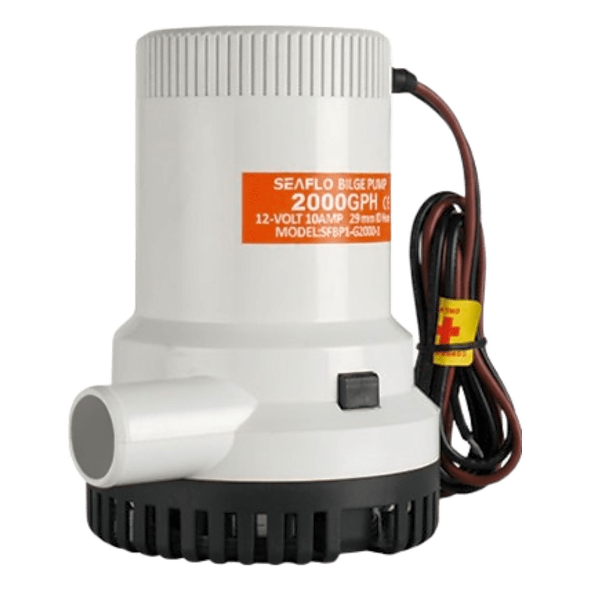 Bomba de Achique / 2000 GPH (7571 LPH) / 12V CD / Eje de Acero Inoxidable / Operación en Seco / Anti-Airlock / Certificación ISO 8849 — SEAFLO · SKU SFBP1-G2000-01