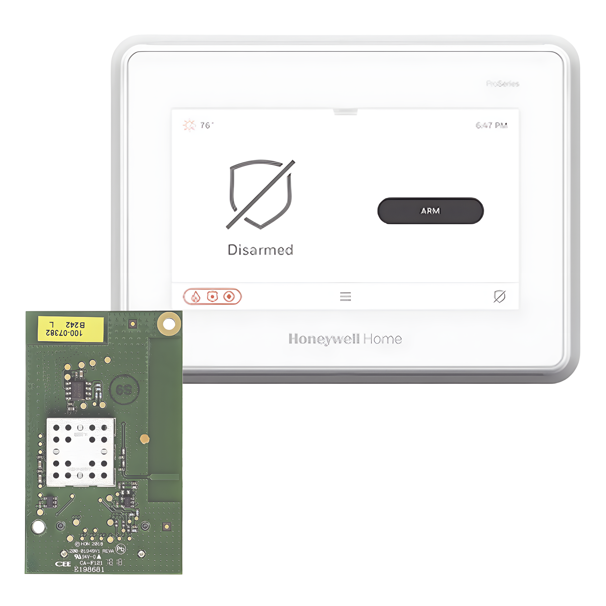 Panel de Alarma Inteligente / Pantalla Táctil 7" / Resolución 1024×600 / Wi-Fi Integrado / 250 Zonas / 127 Dispositivos SIX / Sirena 85 dB — HONEYWELL HOME RESIDEO · SKU PROA7MWIFI