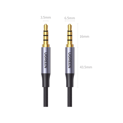 Cable Auxiliar de 3.5mm / Cable Audio Estéreo / Núcleo de Alambre de Cobre Esmaltado / Carcasa de Aluminio Azul + Nylon Trenzado /  Soporta Micrófono / 2 Metros