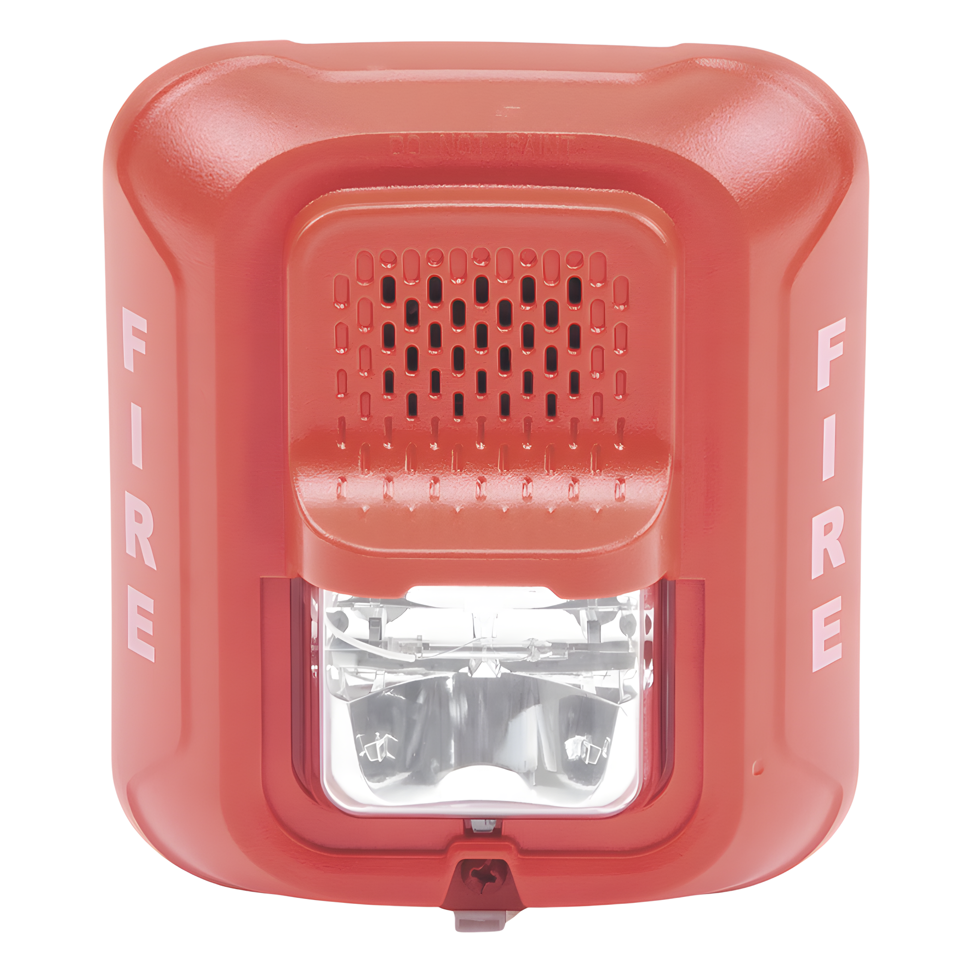 Sirena con estroboscopio / 2 hilos / 12-24 Vcd / candela 15 a 185 seleccionable / rojo con leyenda FIRE / Serie L