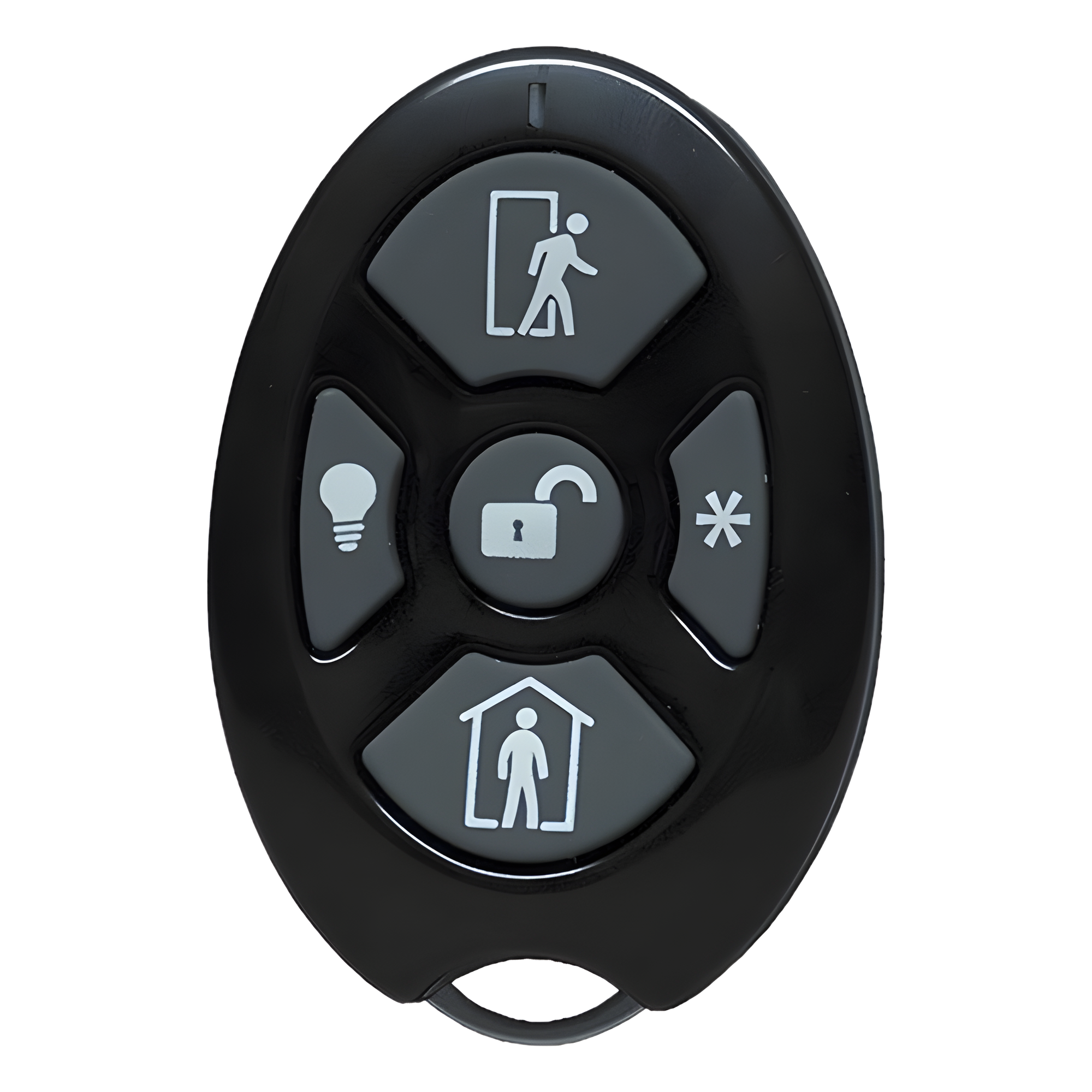 Control Remoto de Seguridad / 5 Botones Configurables / Transmisión 433.92 MHz / Encriptación AES 128-bit / Automatización Domótica / Indicador de Batería Baja — M2M SERVICES · SKU RE6005
