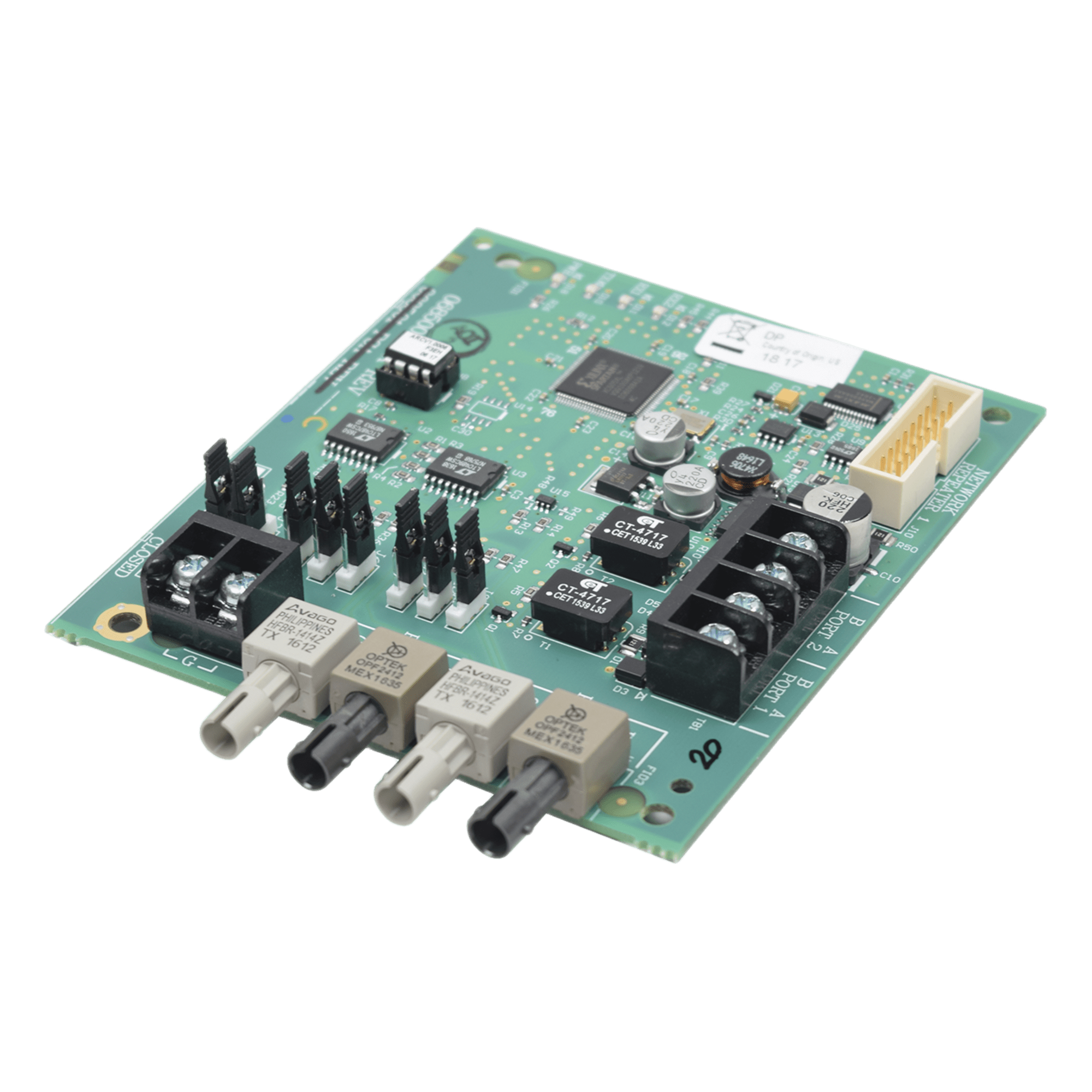 Módulo Repetidor de Red / Fibra Óptica Multimodo 62.5/125 µm / Par Trenzado de Cobre / Topología Bus o Clase A / 24 VDC / UL 864 9na Edición — HONEYWELL FARENHYT SERIES · SKU IFP-RPT-FO